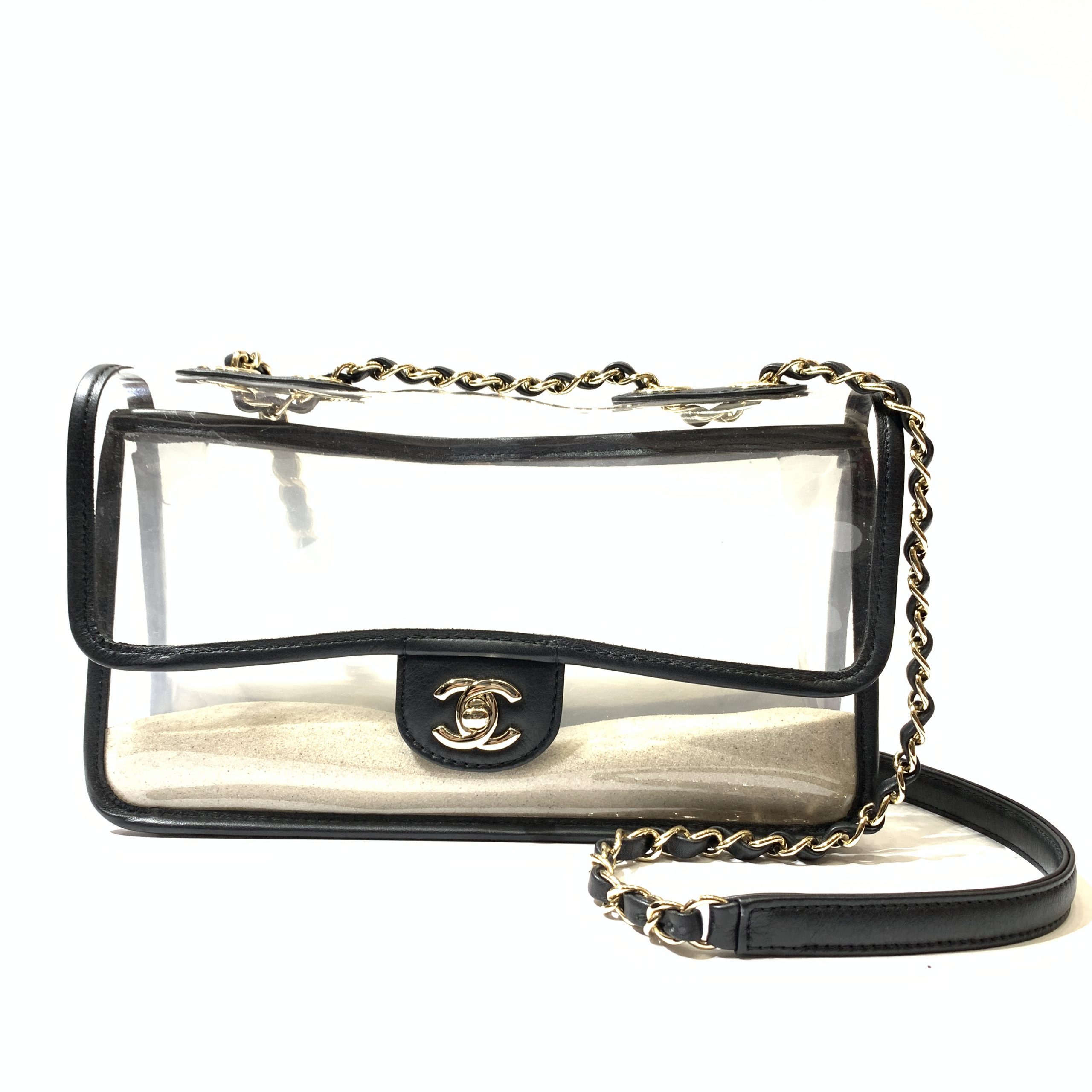 Chanel Black Lambskin PVC Sand by The Sea Medium Flap Bag - Handbag | Pre-owned & Certified | used Second Hand | Unisex