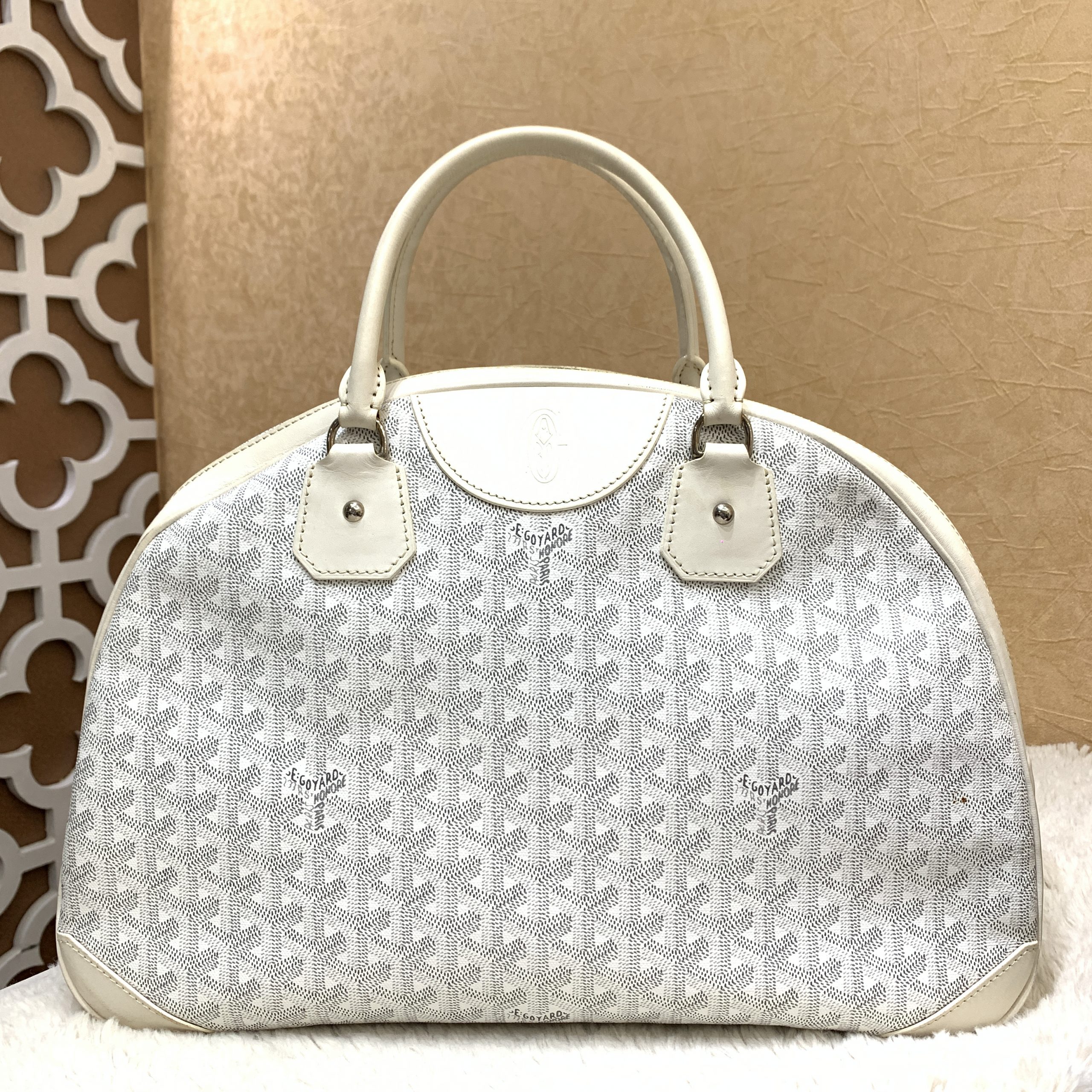 Goyard White Coated Canvas St. Jeanne GM Bowler Bag - Yoogi's Closet