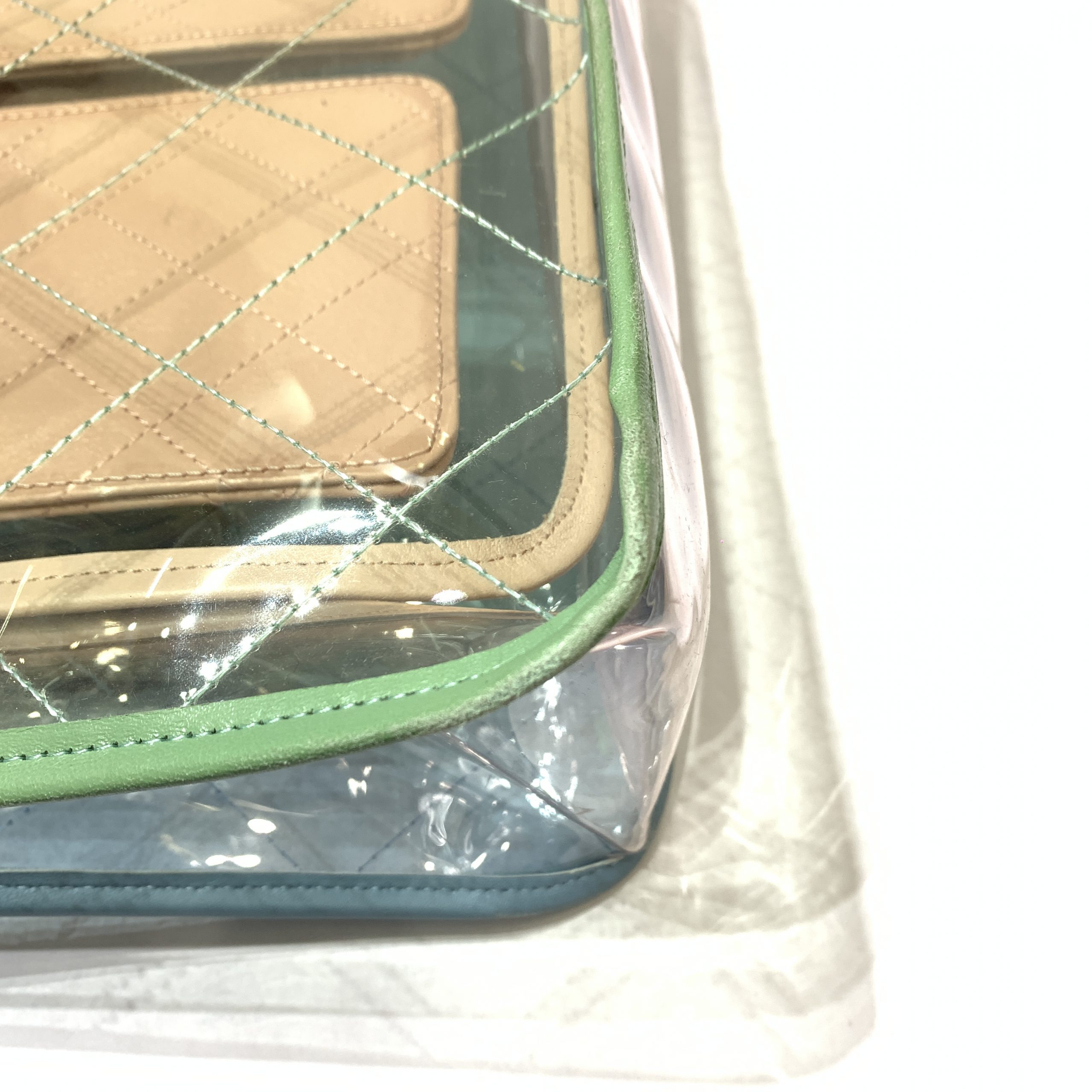 Fashionphile - One of our favorite transparent bags, the Chanel Lambskin  PVC Quilted Mini Coco Splash Flap in Blue Green. Shop our other Clearly  Cute Bags