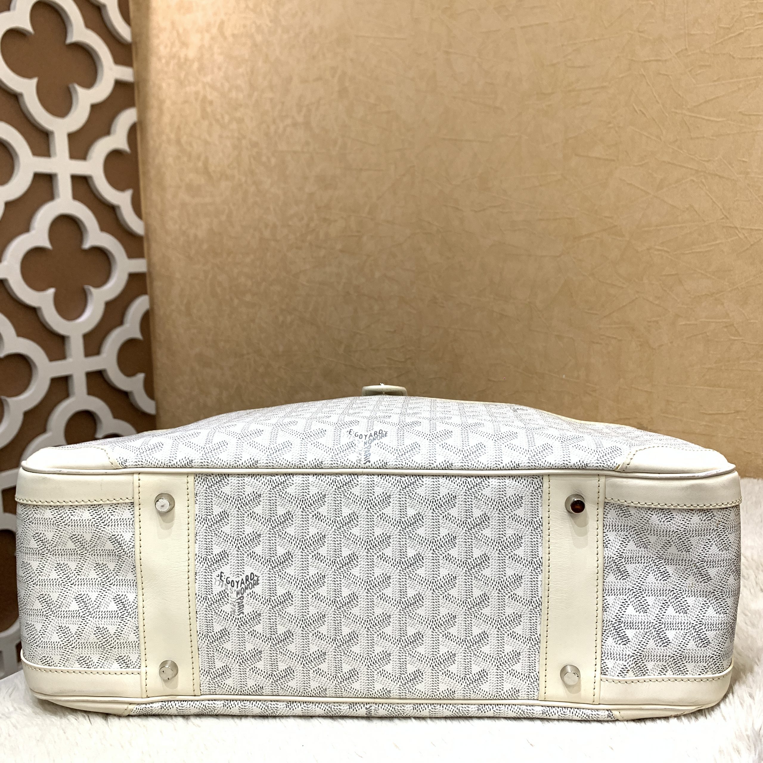 Goyard White Coated Canvas St. Jeanne GM Bowler Bag - Yoogi's Closet