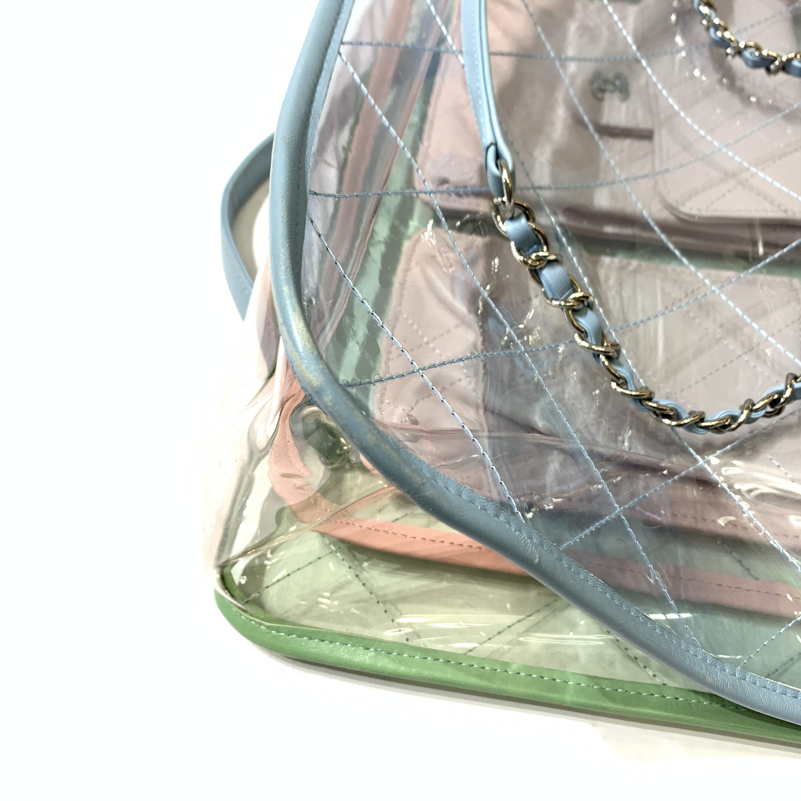 Chanel Flap Bag Transparent PVC/Lambskin Silver-tone Blue/Green/Pink in  PVC/Lambskin with Silver-Tone - US