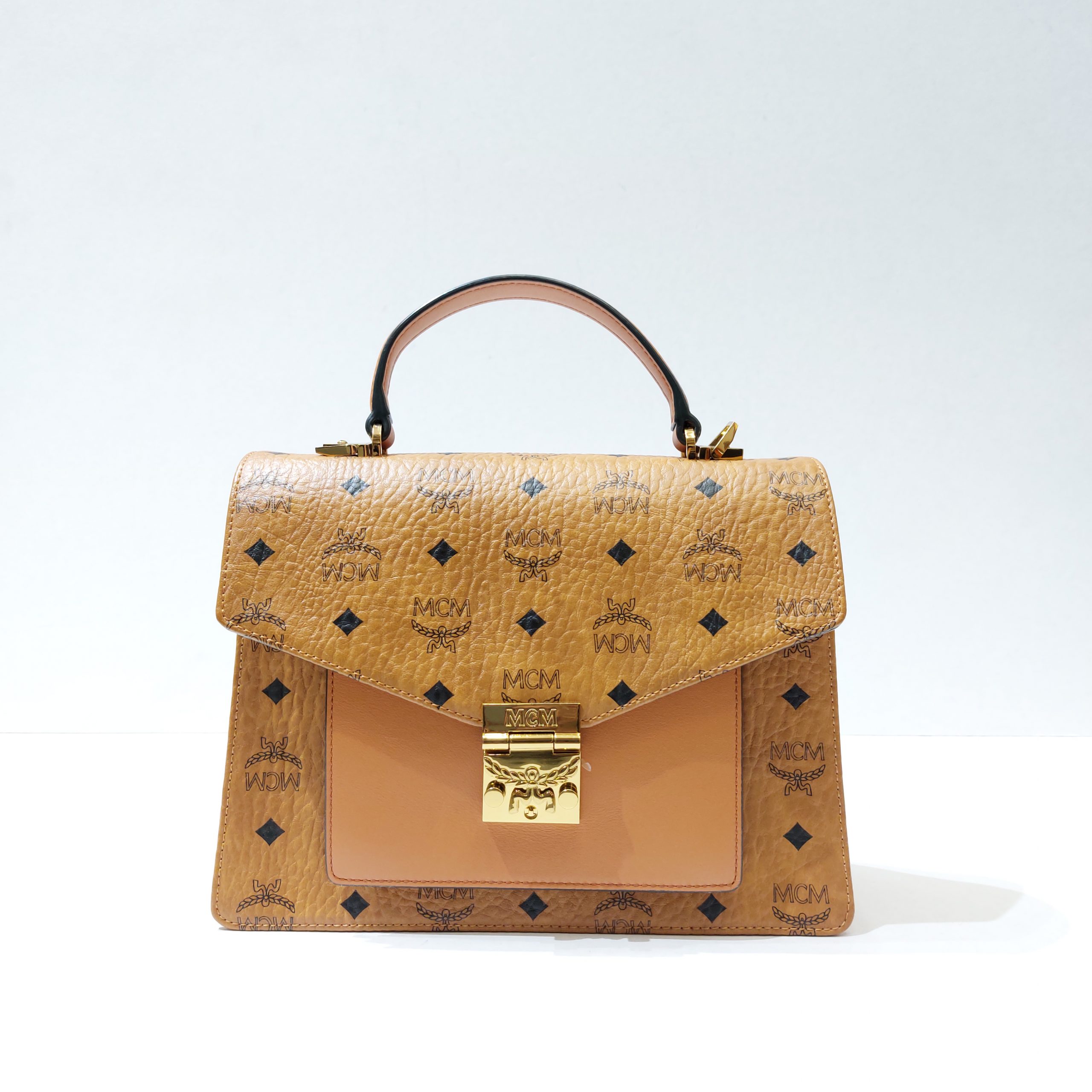 MCM Cognac Coated Canvas and Leather Visetos Patricia Bag, myGemma