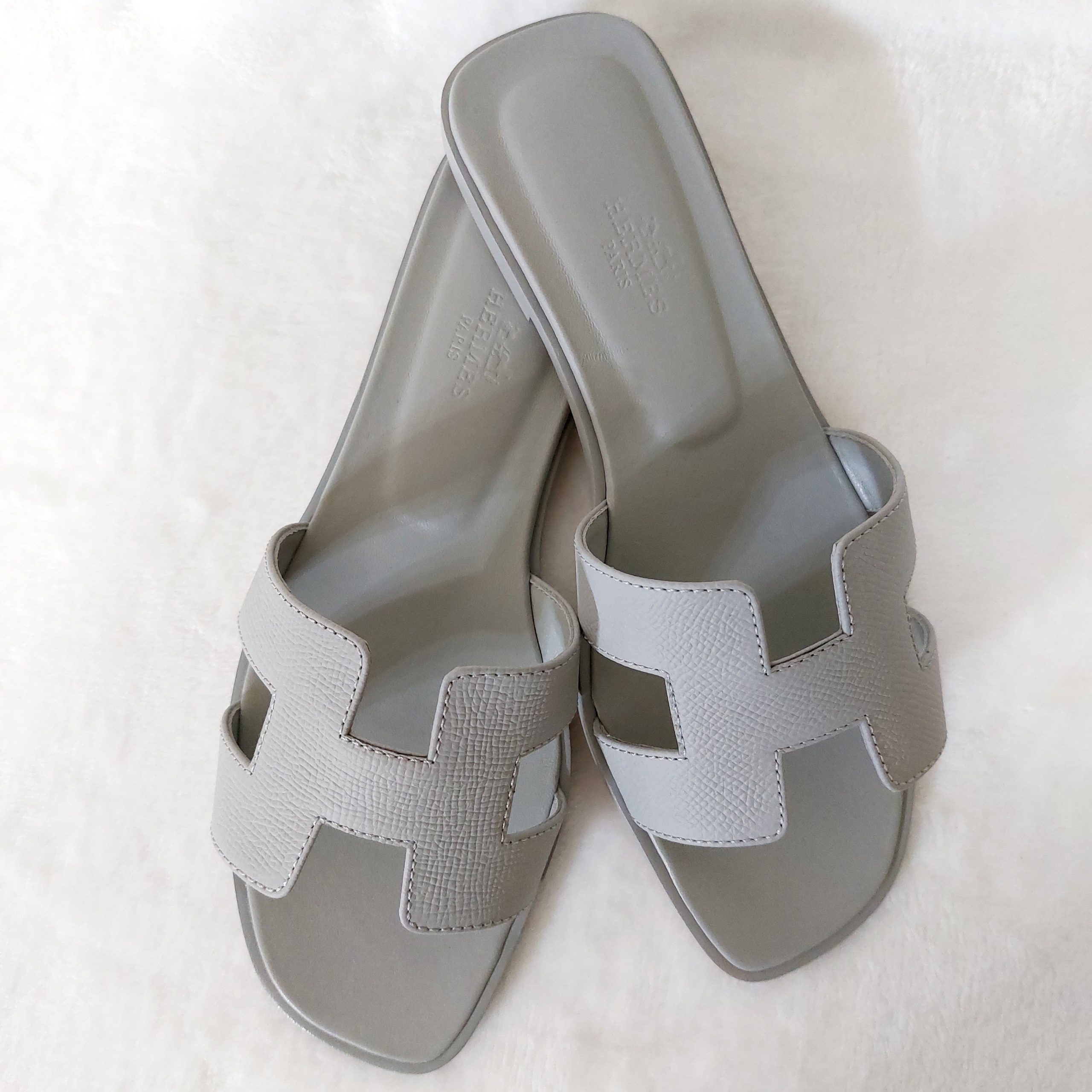 Hermes Oran Sandal Bleu Glacier Epsom