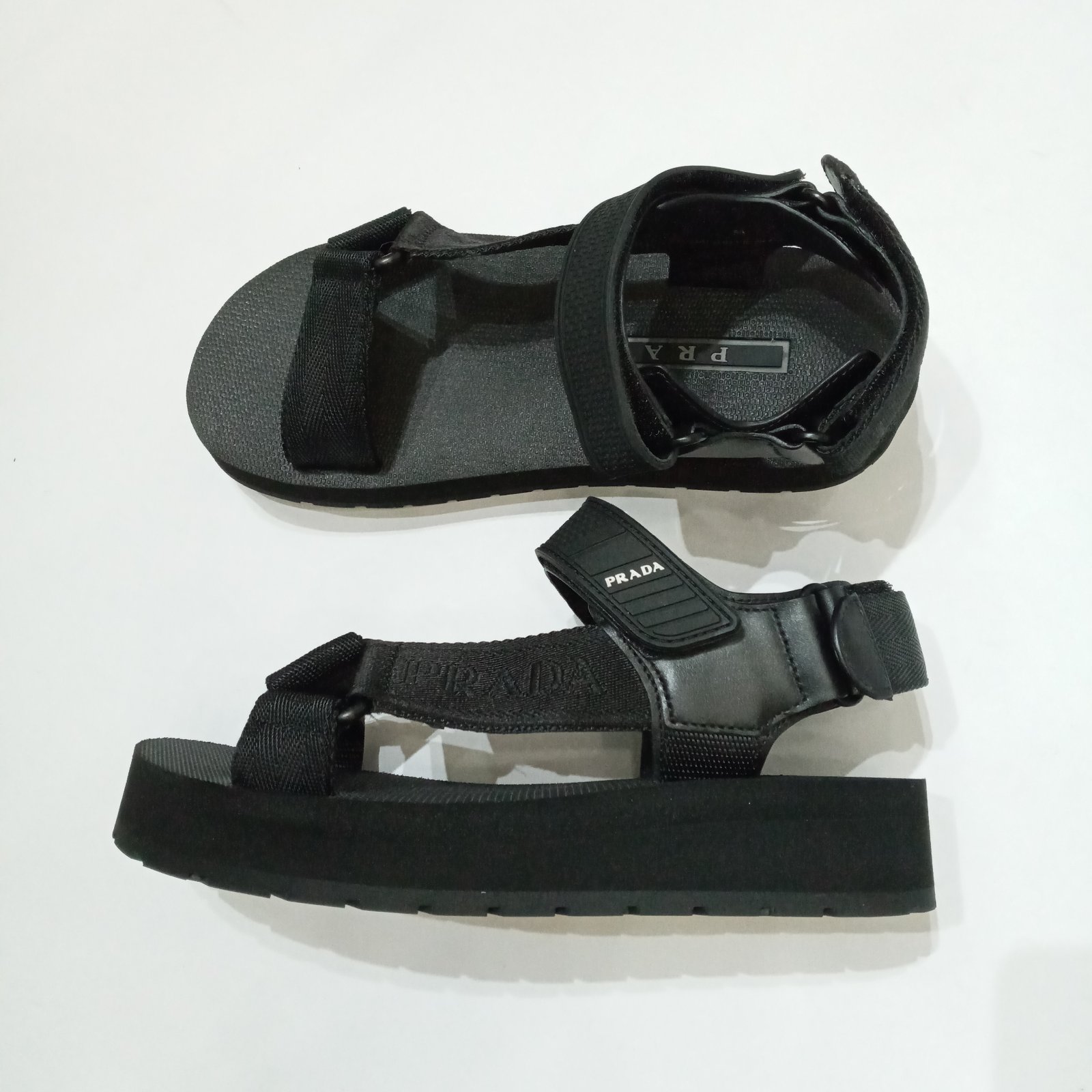 Prada Nomad Logo Sandals Black Size 35 - BrandConscious Authentics