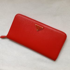 New Prada Lacca Red Vitello Move Leather Chain Wallet Crossbody