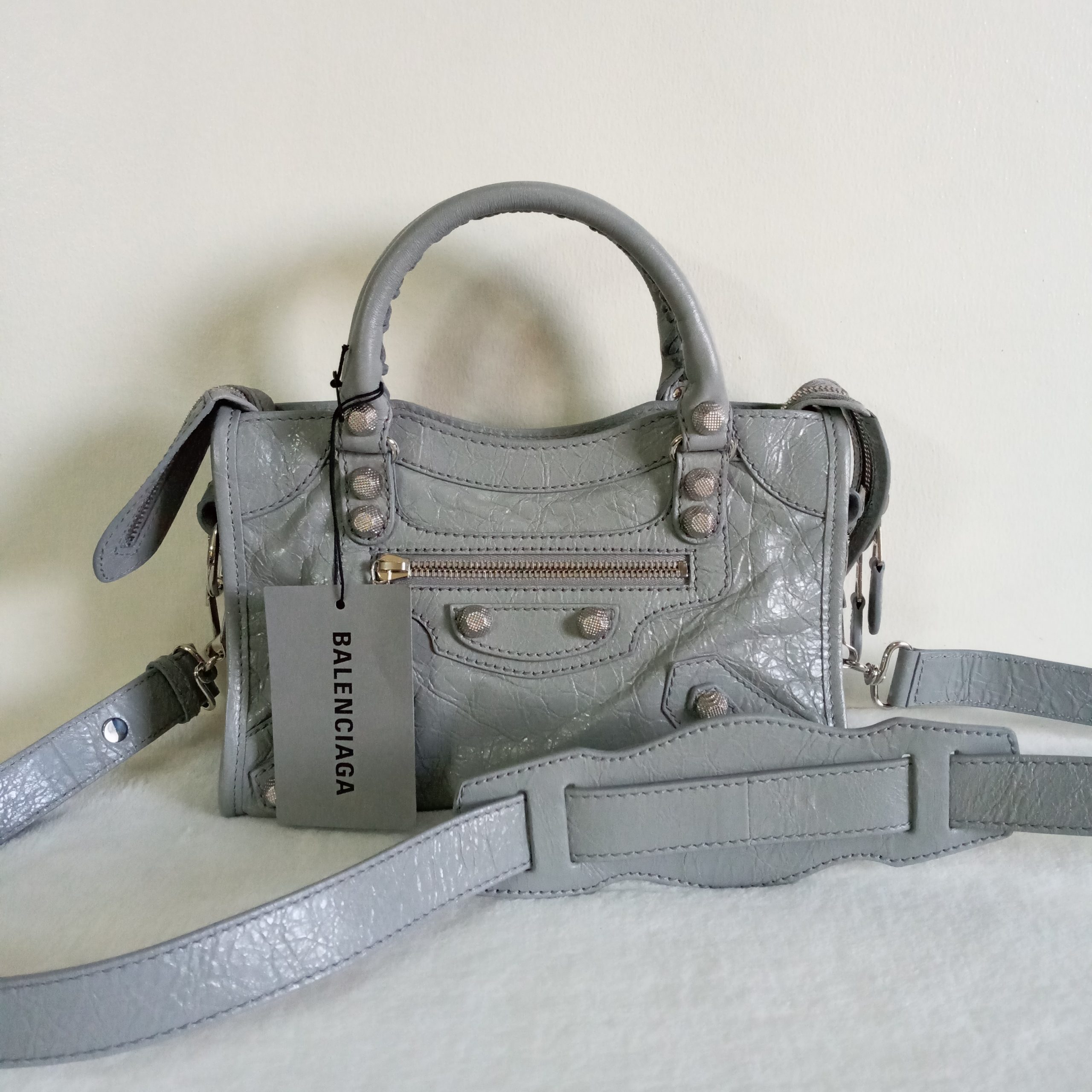 BALENCIAGA CITY EDGE CLASSIC GREY CALF SHW  bagnifiquethailand