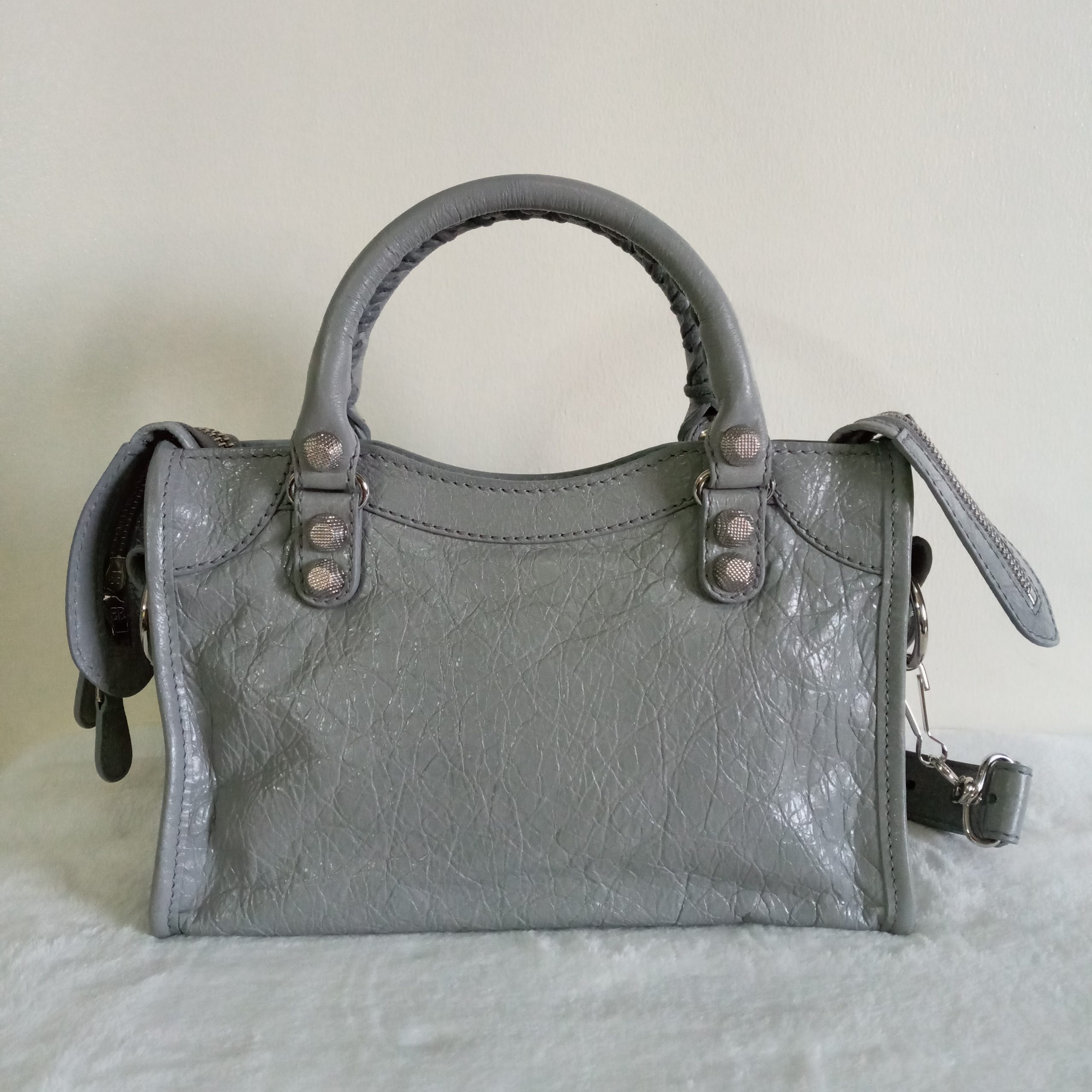 Balenciaga Lambskin Leather 12 Silver Mini City Bag - BrandConscious Authentics
