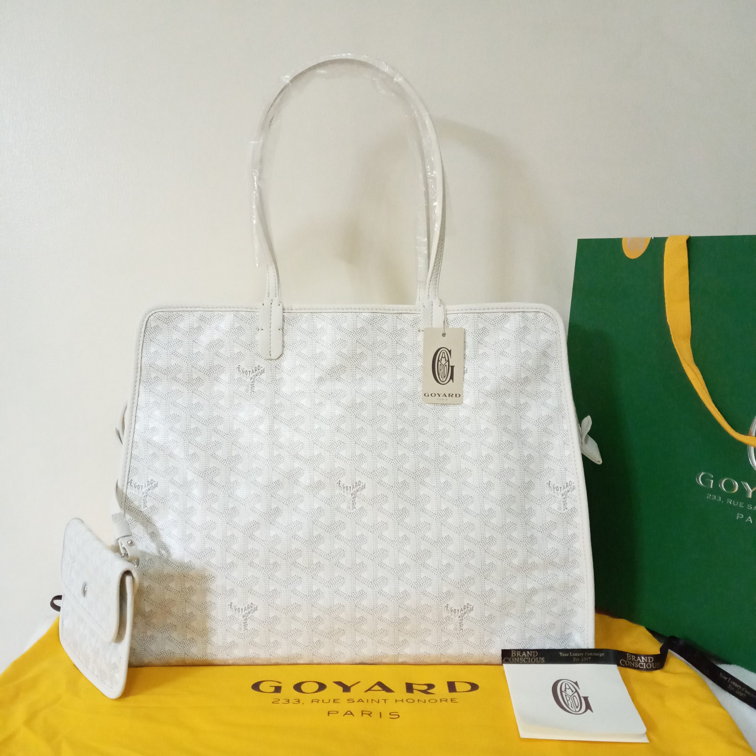 Goyard White Goyardine Sac Hardy PM Leather Cloth Cloth ref.128395
