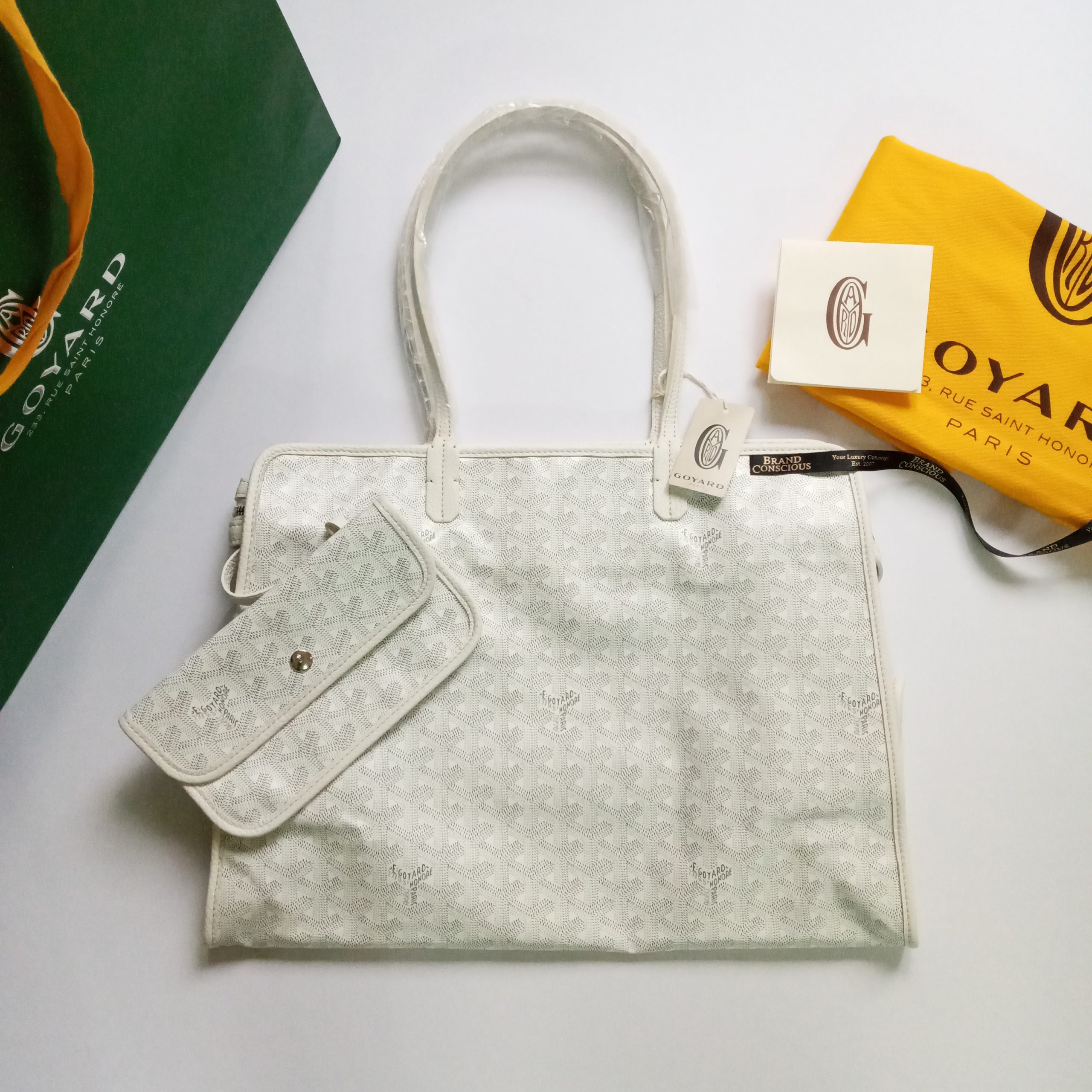 GOYARD White Goyardine Canvas Logo Cut-Out SAC HARDY PM Pet