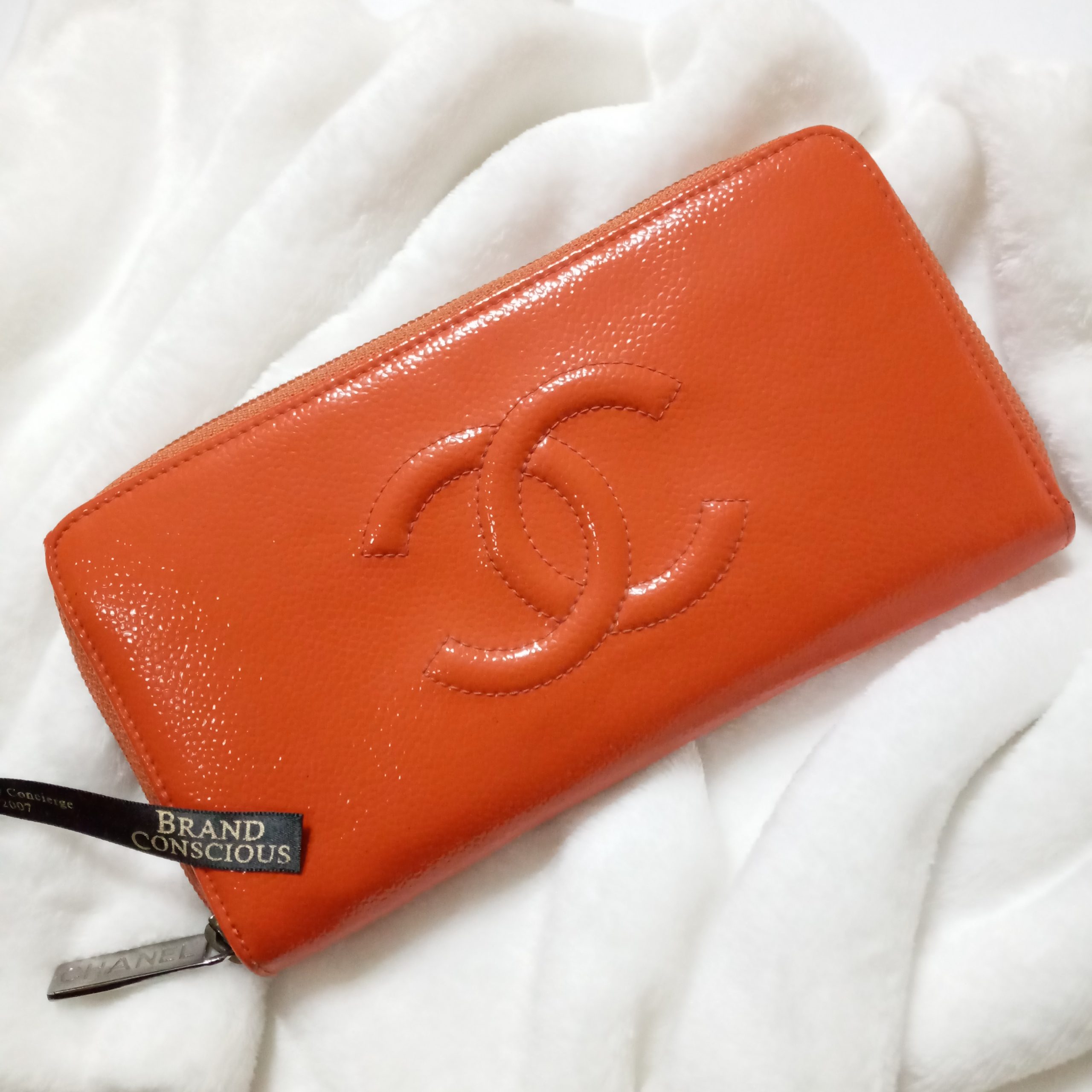 Patent leather wallet Chanel Orange in Patent leather - 26391762