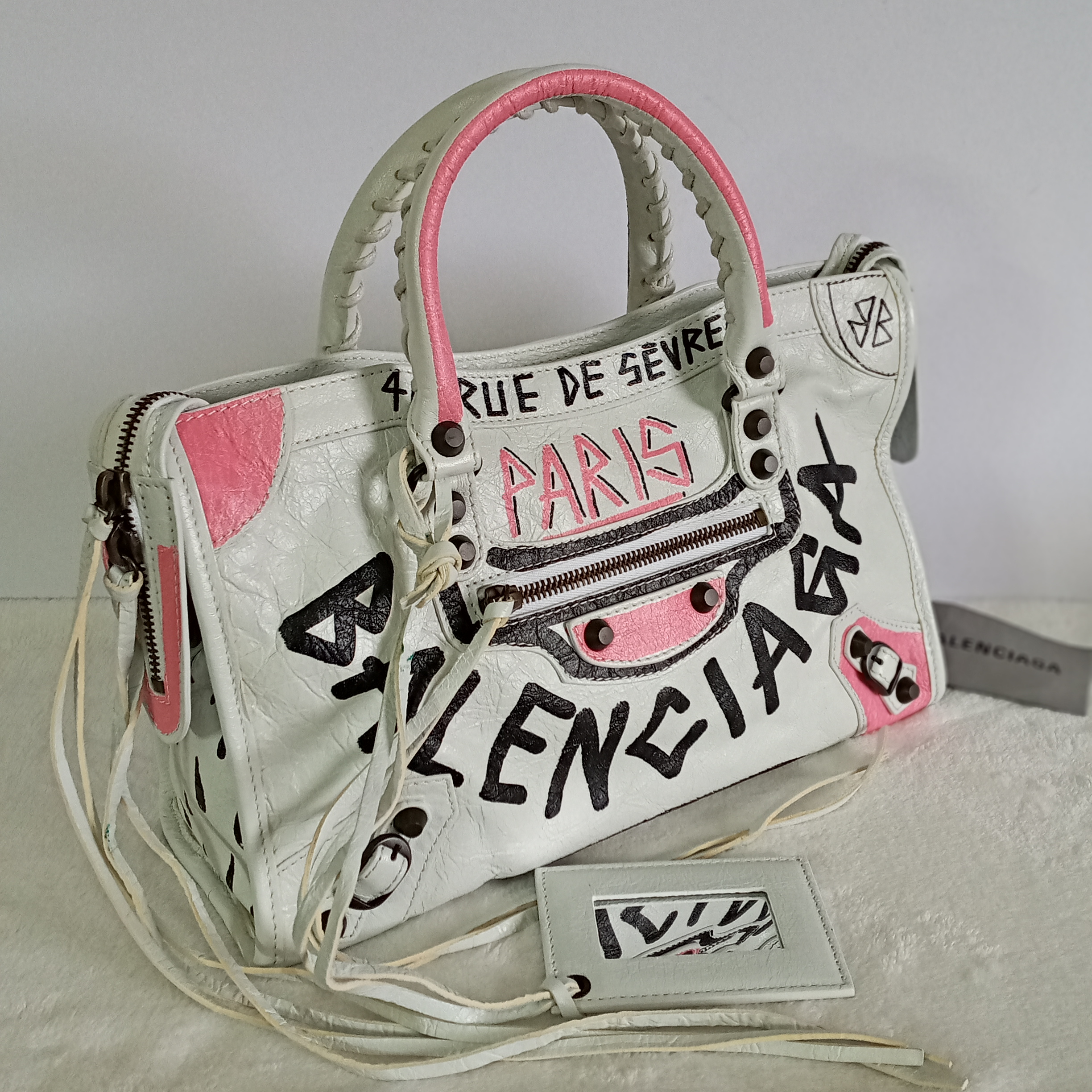 Balenciaga Classic City Small Graffiti White/Pink - BrandConscious  Authentics