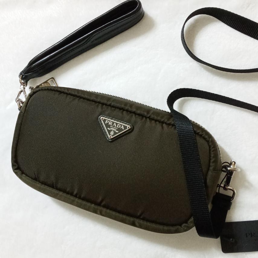 Prada 1DH046 Tessuto Pocket Mimetico+Nero Wristlet/Sling Bag