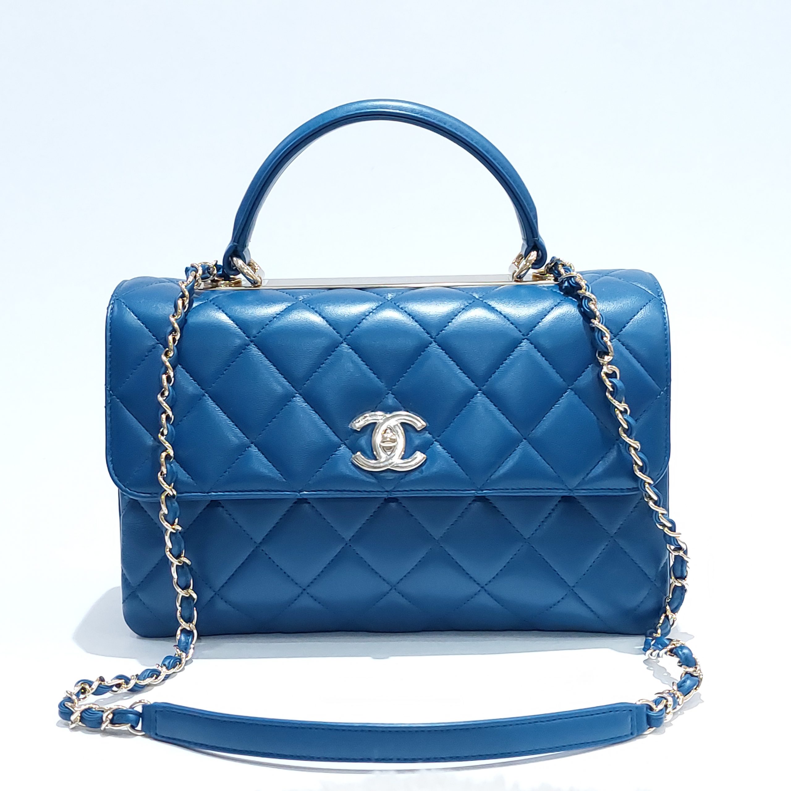 Chanel Shoulder Bag Top Handle AS4066 B13633 NQ337, Blue, One Size