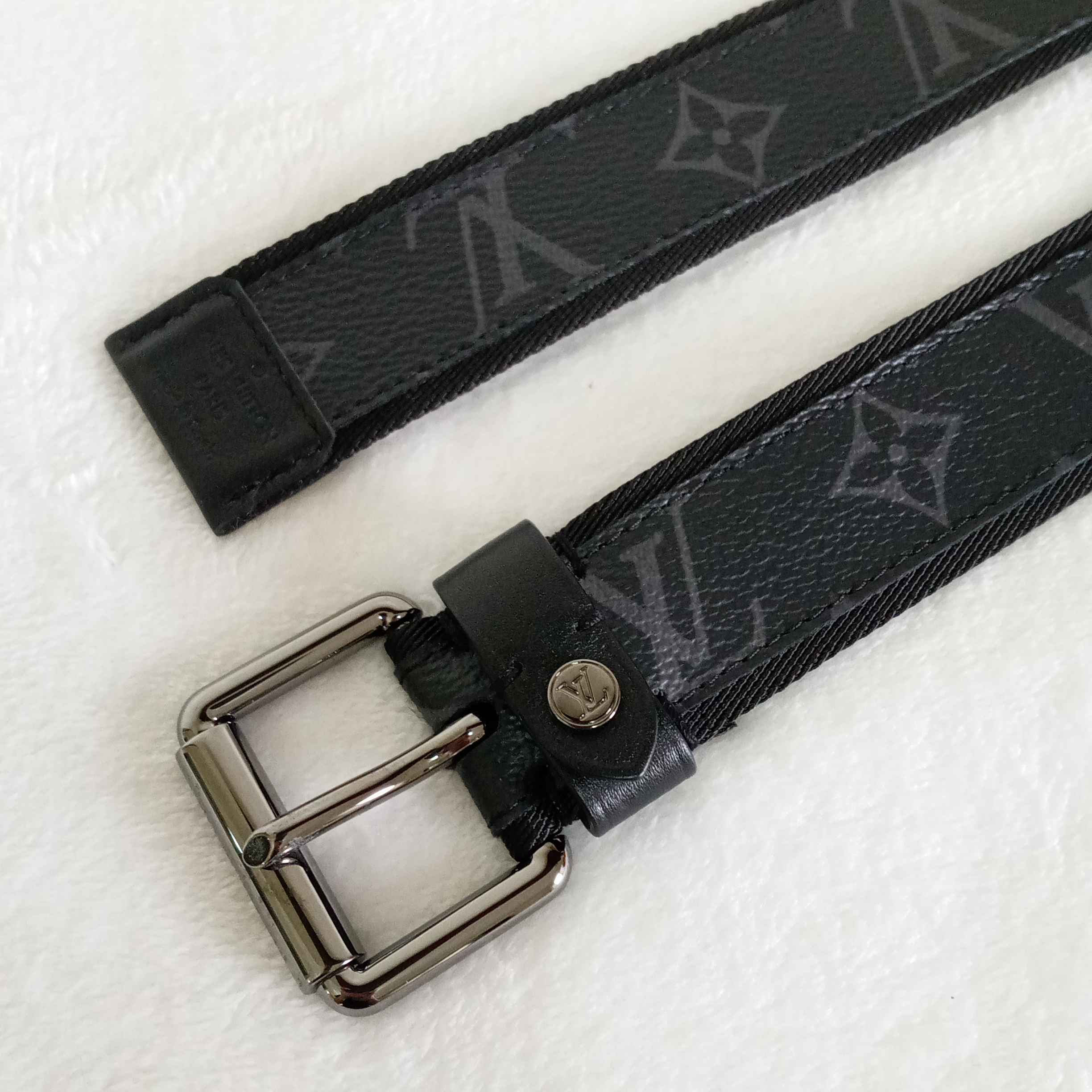 Louis Vuitton Silver Leather Signature Belt Size 90/36 - Yoogi's Closet