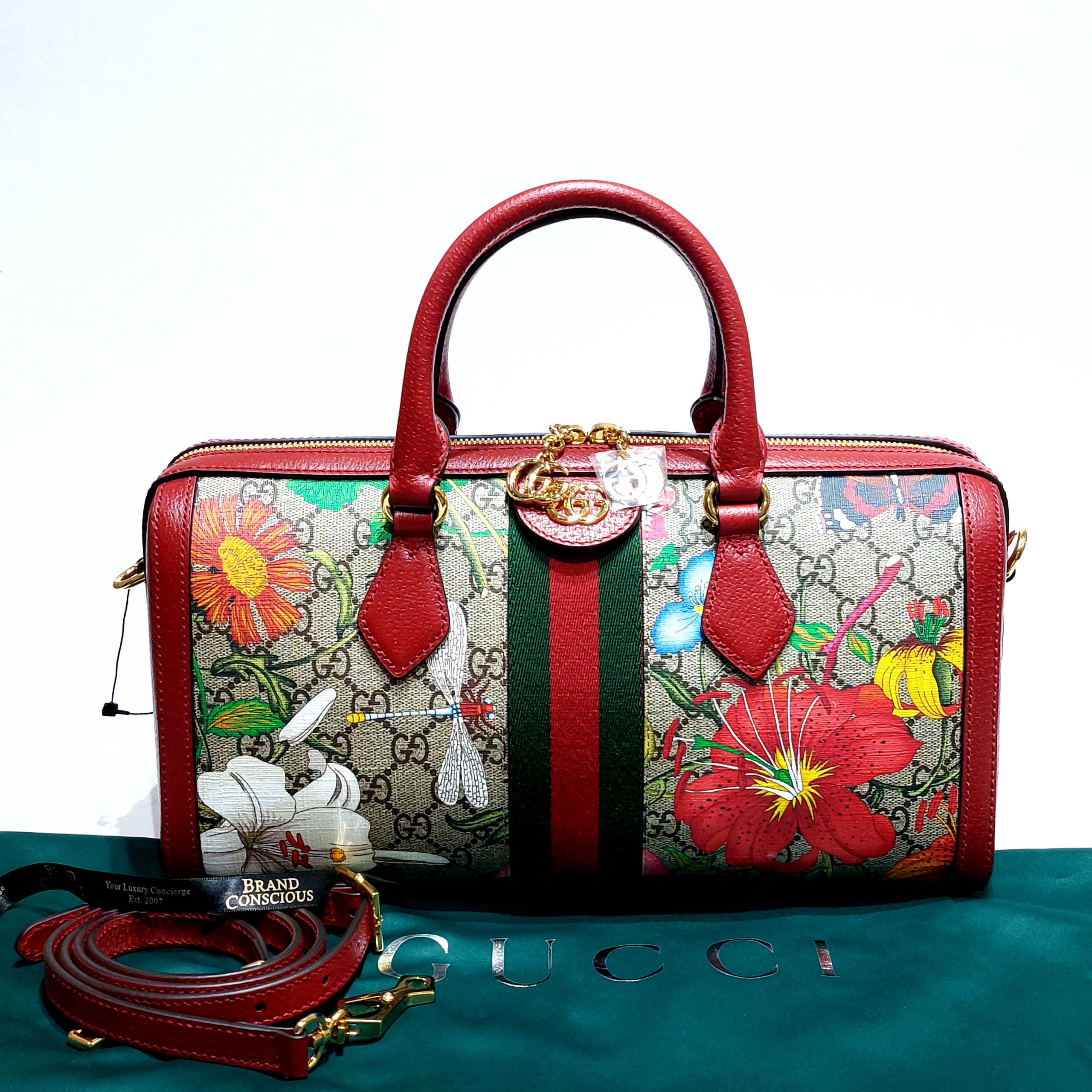 Gucci GG Web Boston Bag with Red and Green Stripe - A World Of Goods For  You, LLC