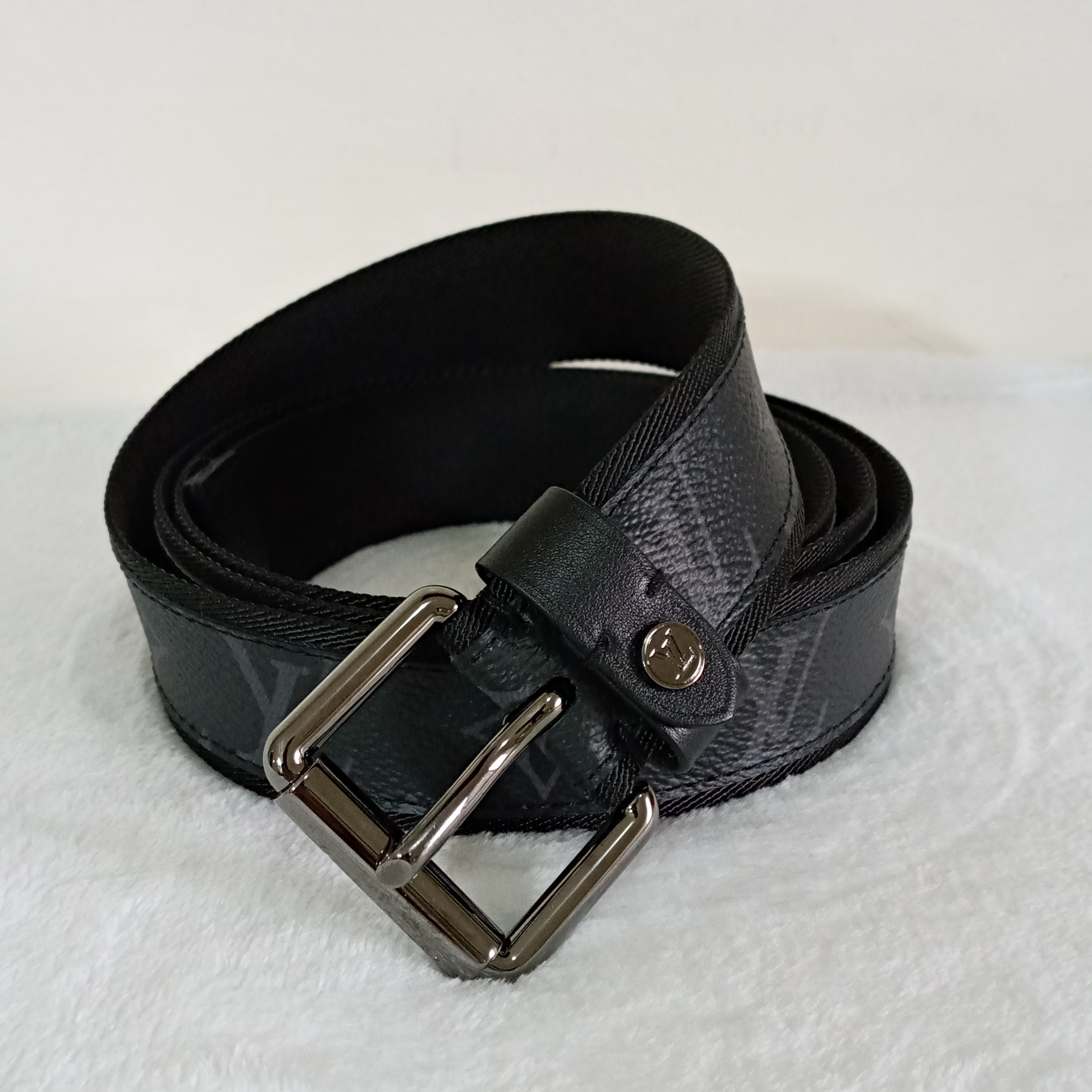 Louis vuitton signature 35mm belt 90cm Black Leather ref.258898