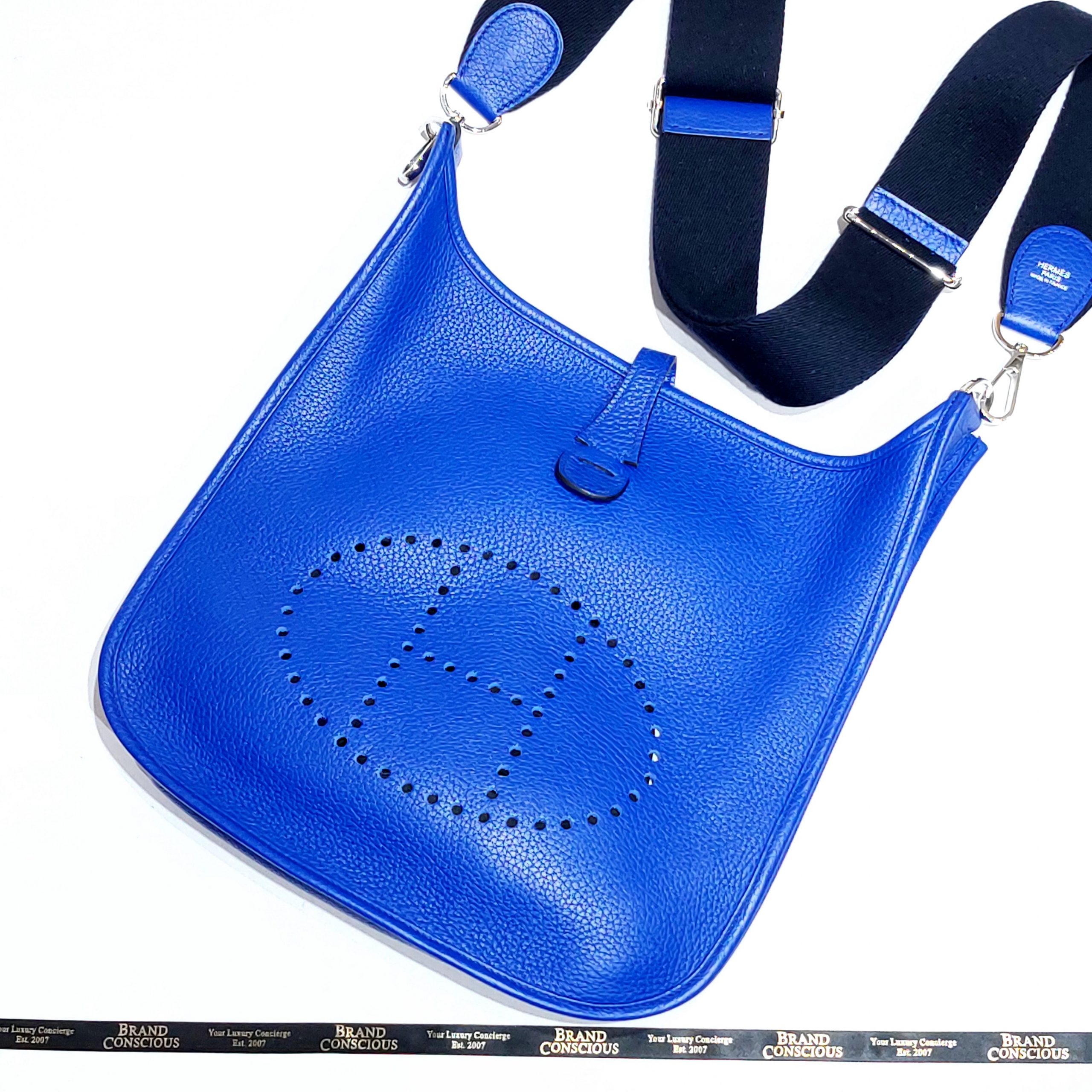 Hermes Evelyne Mini Electric Blue Clemence Palladium Hardware For