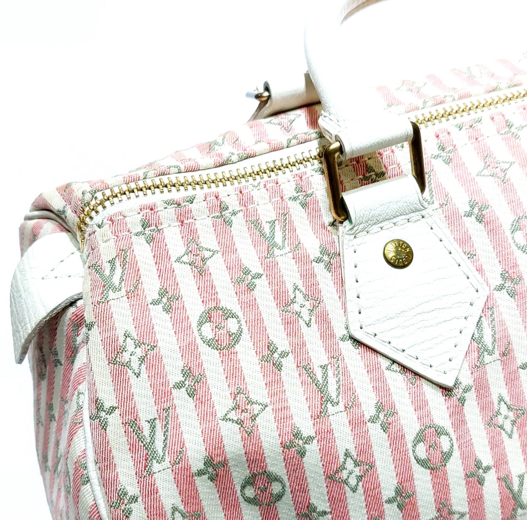 Louis Vuitton Pink & White Monogram Mini Lin Croisette Speedy 30  QJB0FZ5MPB014