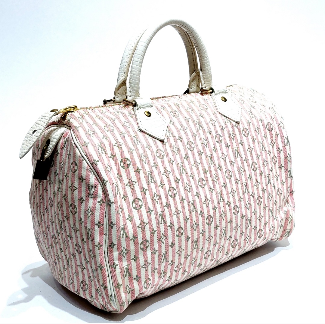 Louis Vuitton Pink & White Monogram Mini Lin Croisette Speedy 30  QJB0FZ5MPB014