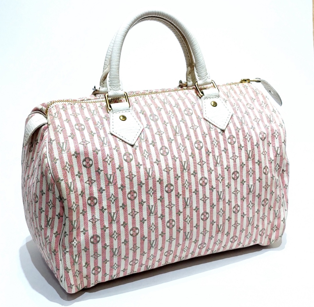 LOUIS VUITTON White Monogram Mini Lin Croisette Speedy 30 - Pink