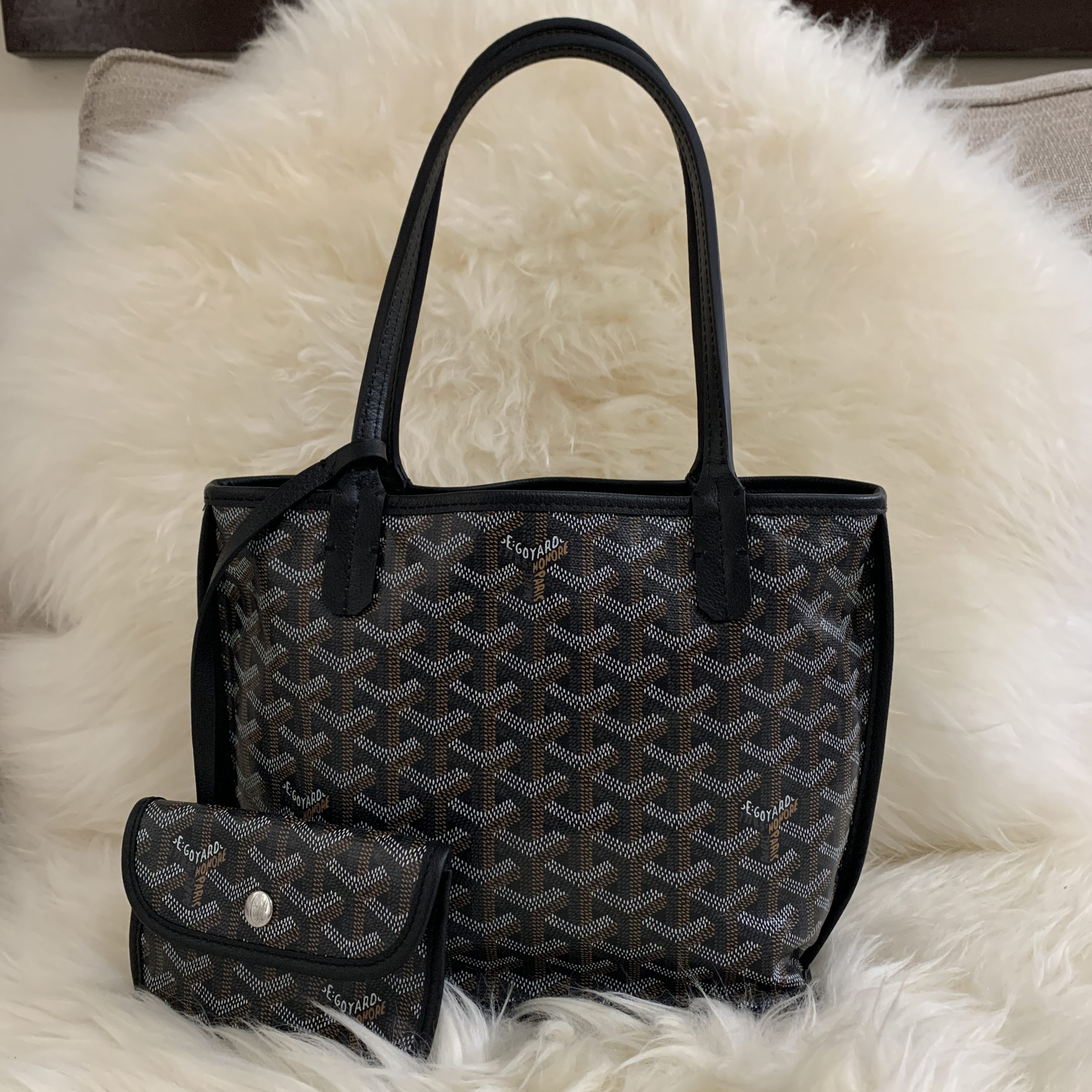 Goyard, Bags, New 223 Goyard Anjou Mini Black Reversible Tote