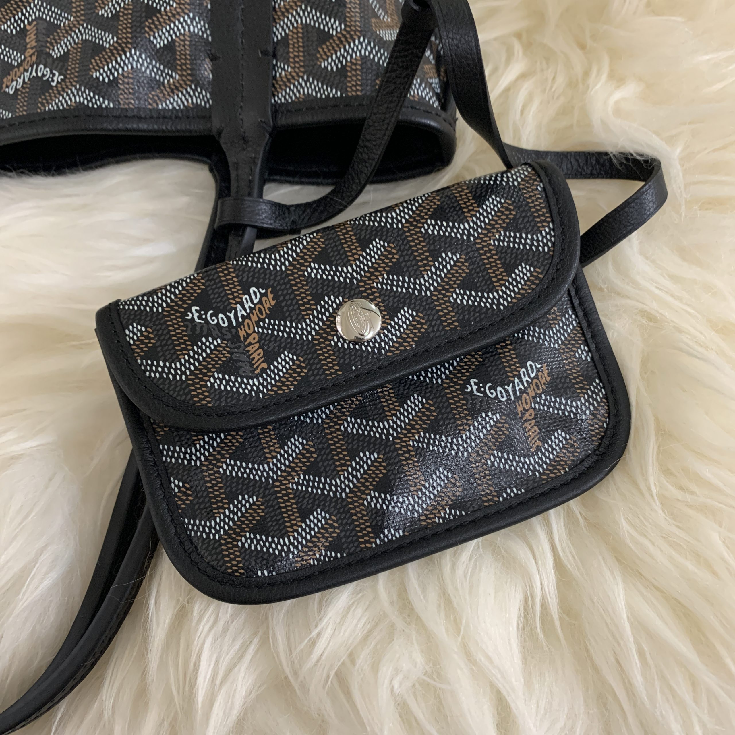 Goyard Anjou Tote Mini Black in Calfskin/Canvas with Palladium-tone - US