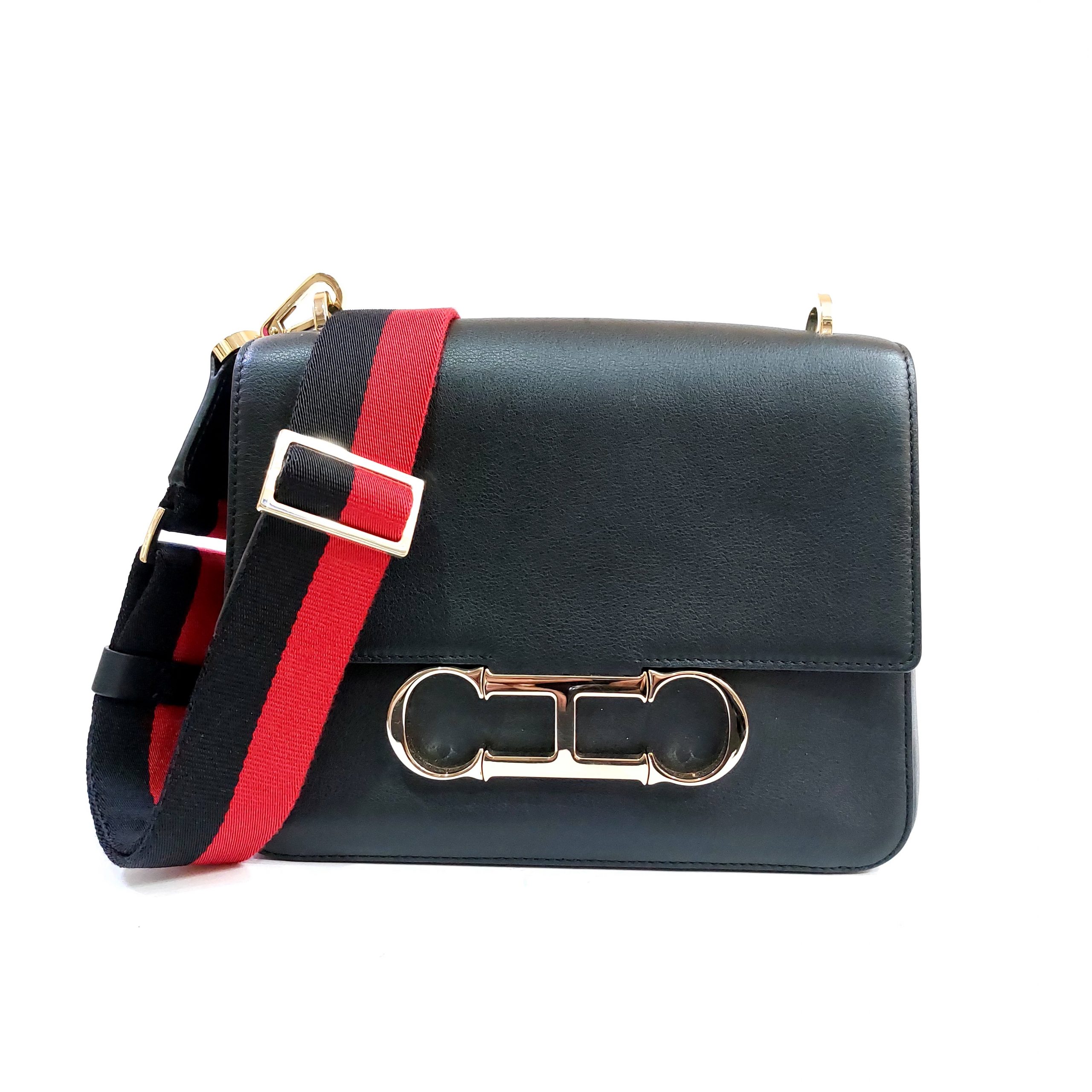 Carolina Herrera Initials Insignia Crossbody Black Bag