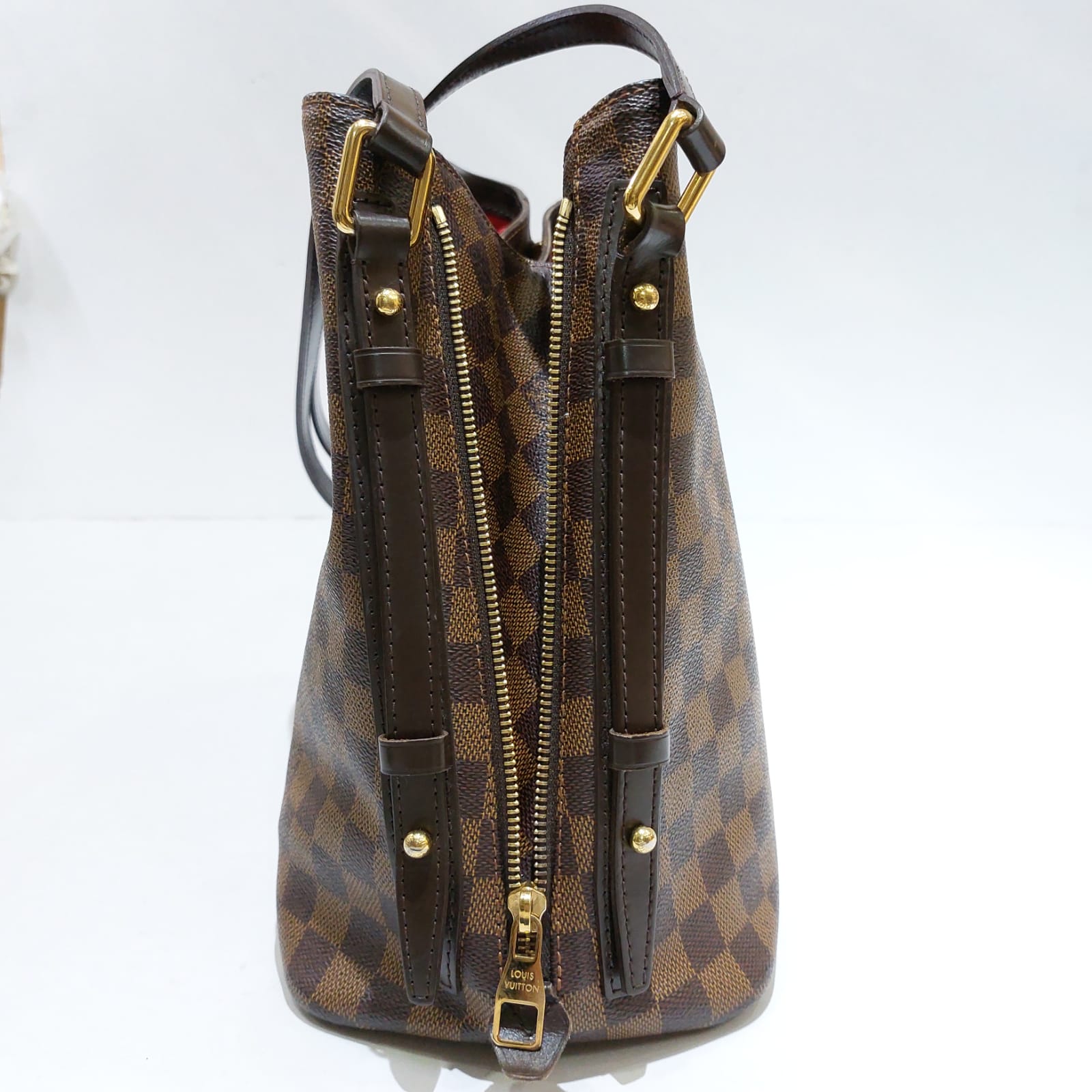 LOUIS VUITTON Damier Ebene Cabas Rivington Shoulder Bag, Monogram,  Expandable Zippered Sides