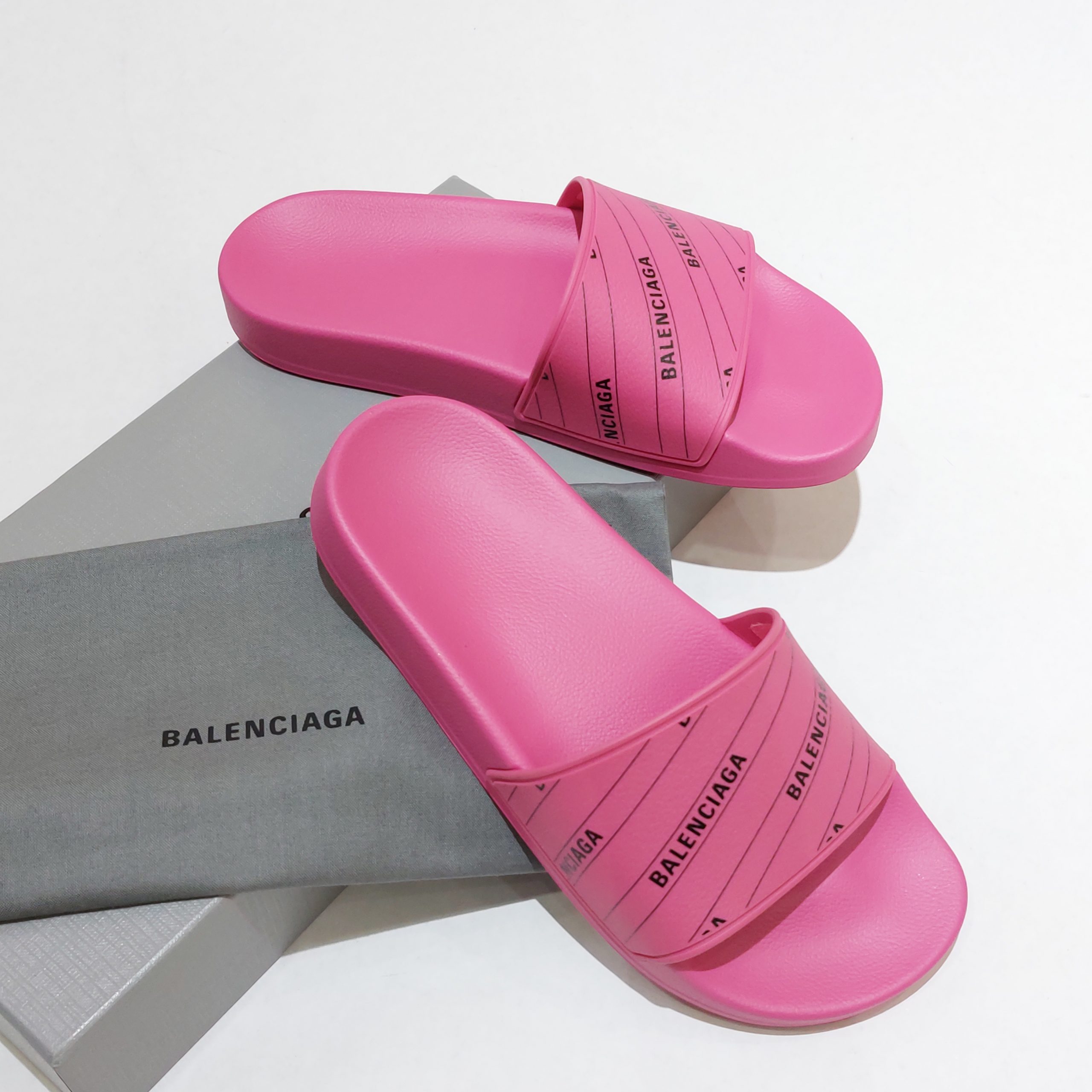 Balenciaga Logo Slides in Pink  Lyst