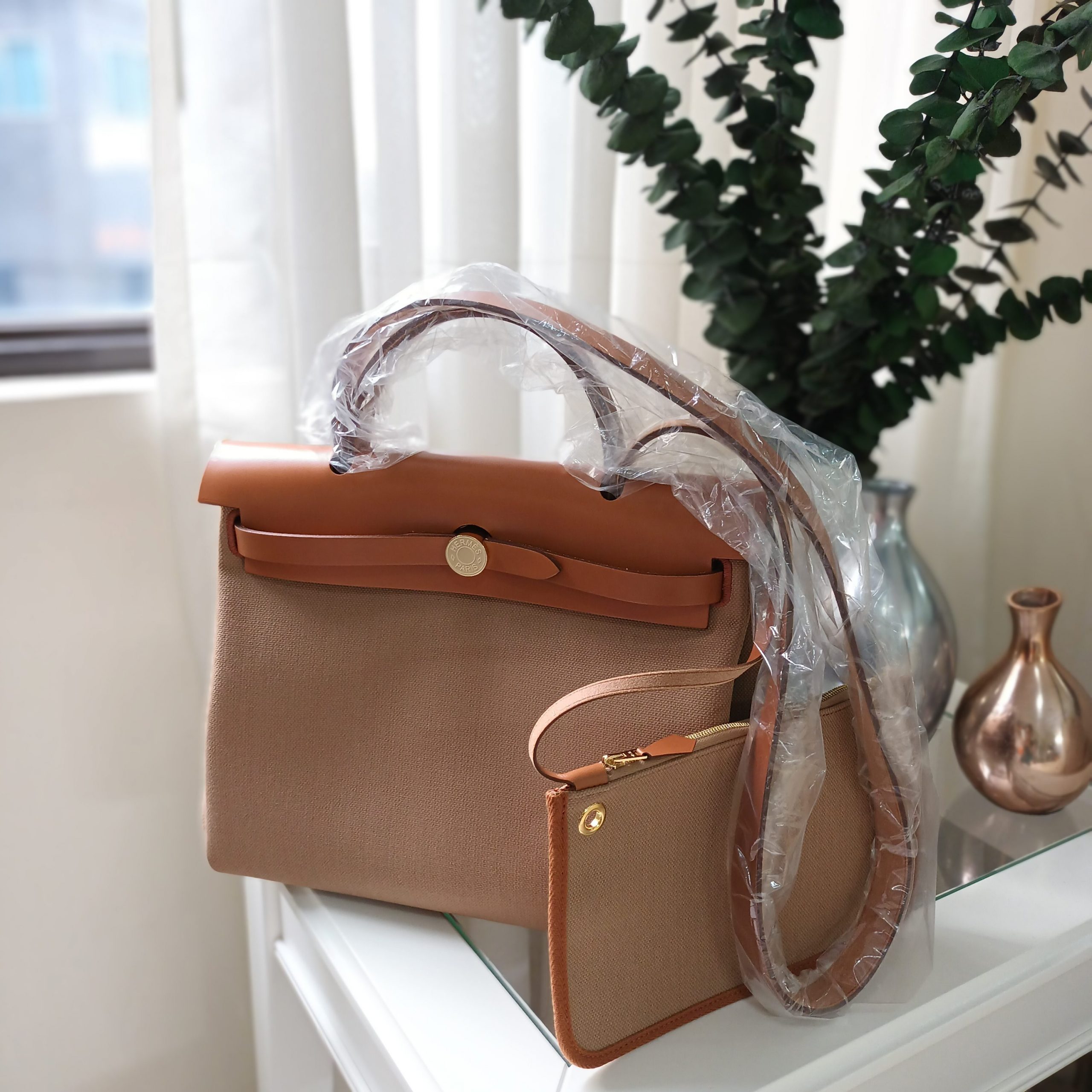 Hermes Herbag 31 In Trench And Ebene With Gold Hardware – Found Fashion