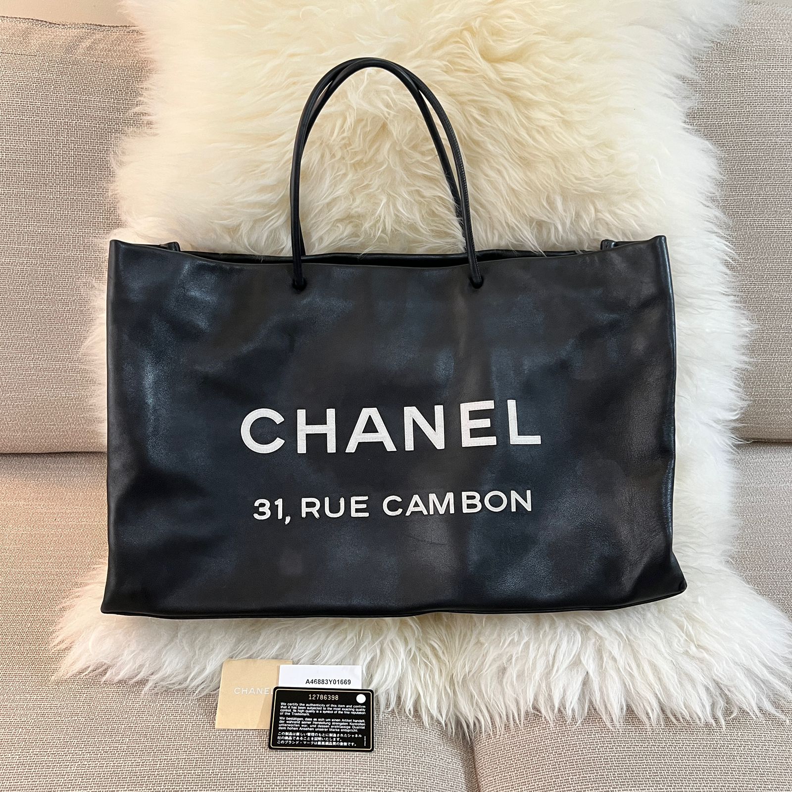 Large black leather 31 Rue Cambon tote bag  Chanel Handbags and  Accessories  2020  Sothebys