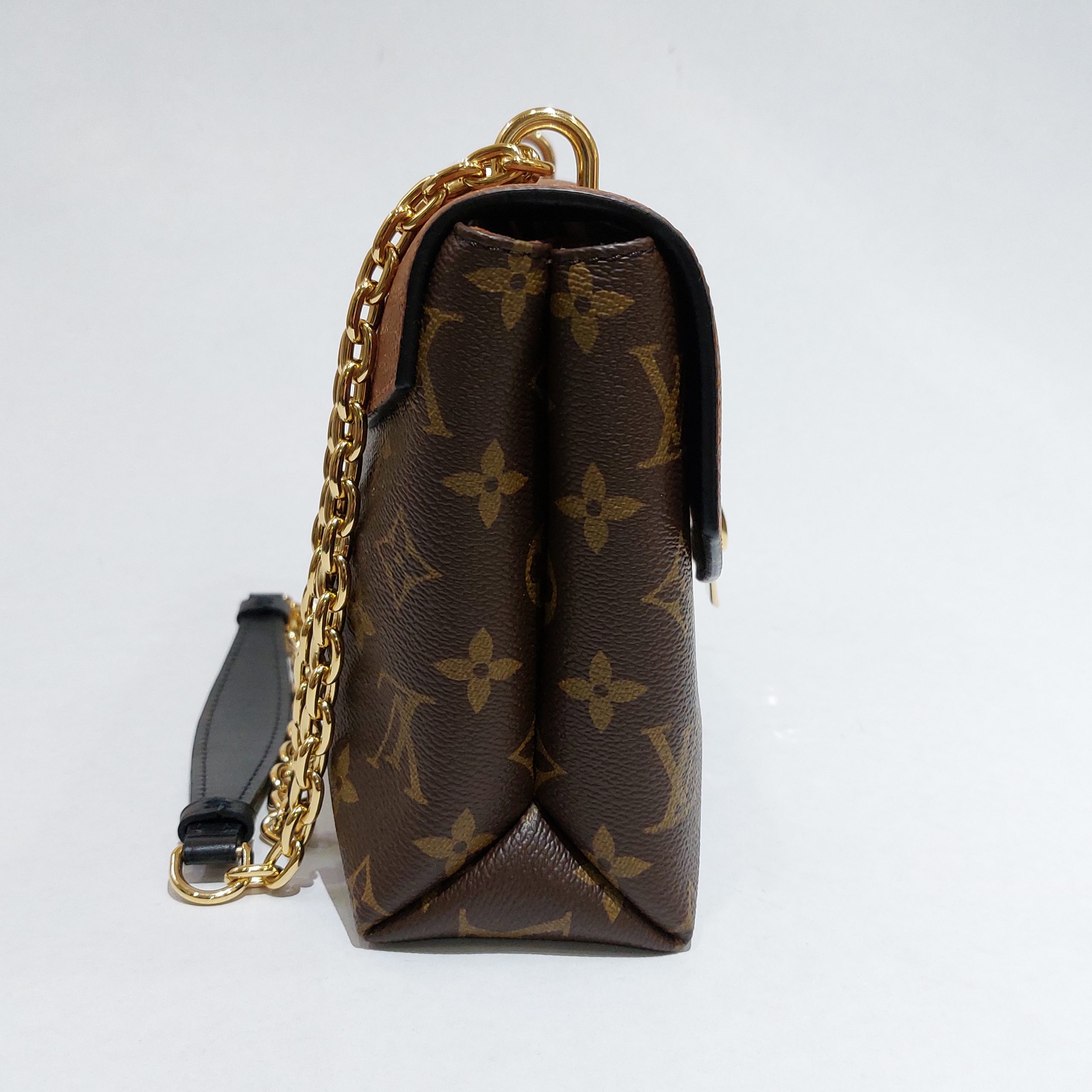 LOUIS VUITTON Monogram Saint Placide Gold Buckle Chain Shoulder Bag  Brown/Red