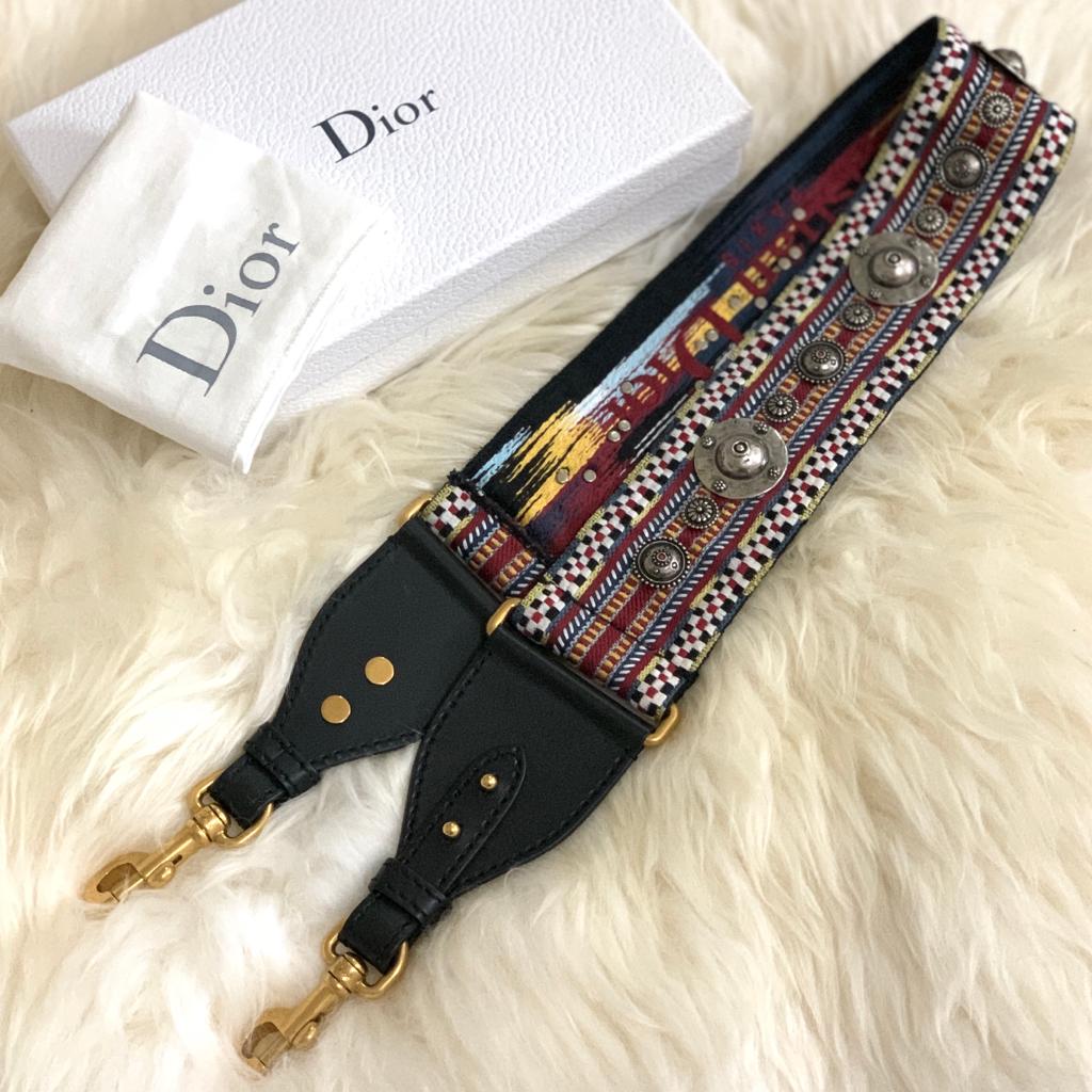 Dior Multicolor Studded Canvas and Leather Bohemian Inspired Shoulder Strap  Dior