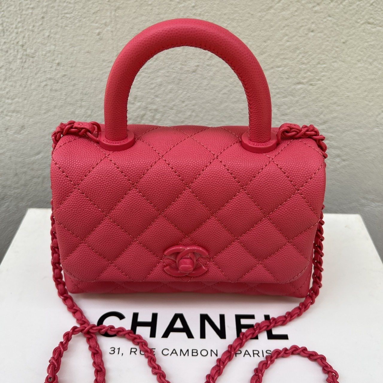 Chanel Light Pink Caviar Leather Coco Top Handle Mini — Blaise