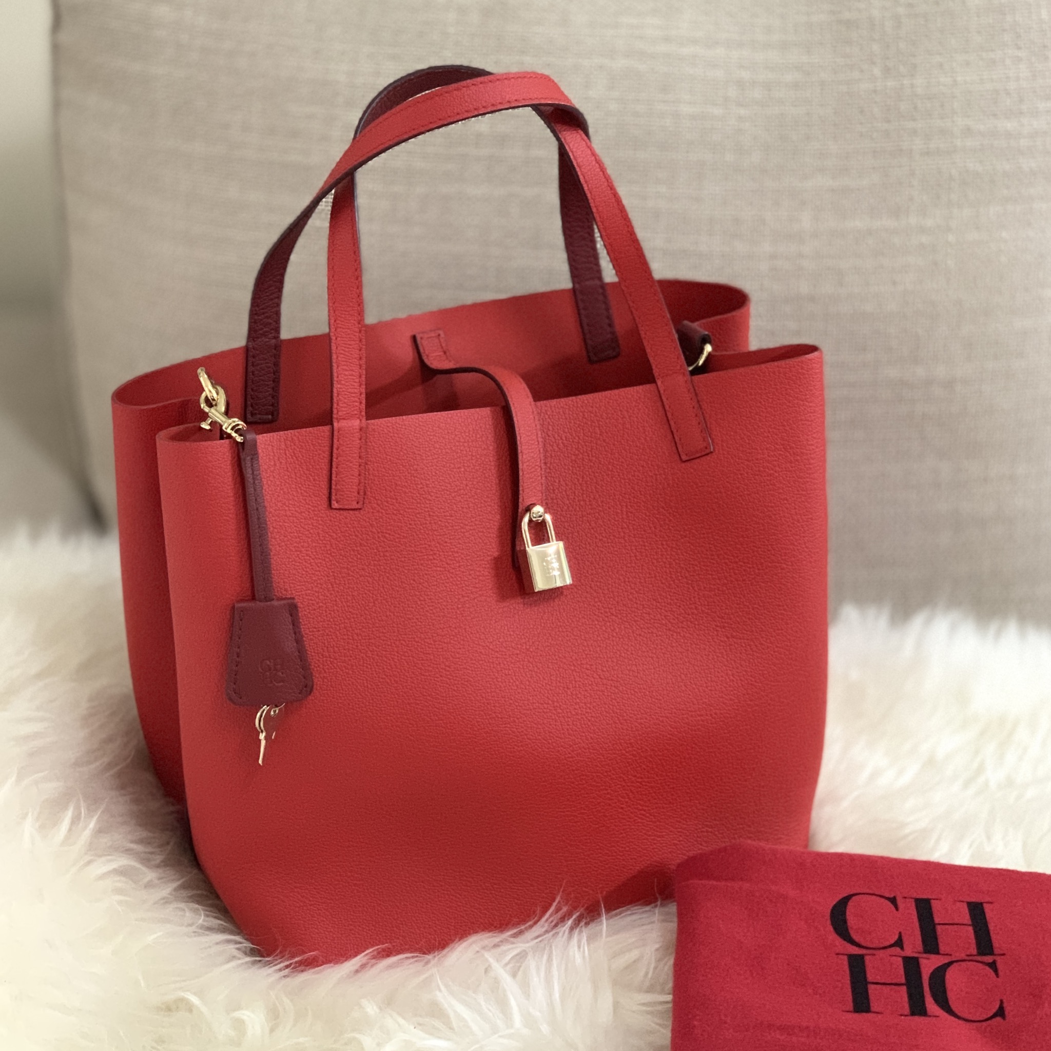 Carolina Herrera Red Monogram Embossed Extra Small Matryoshka Tote Carolina  Herrera