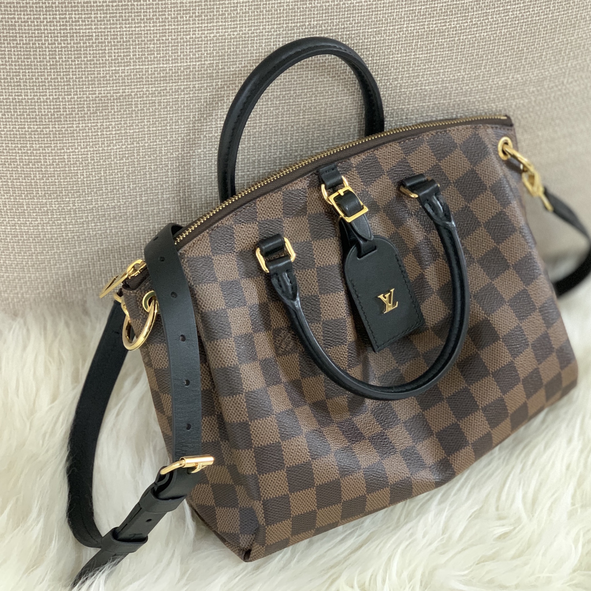 LOUIS VUITTON Damier Ebene Odeon Tote PM Black 927991