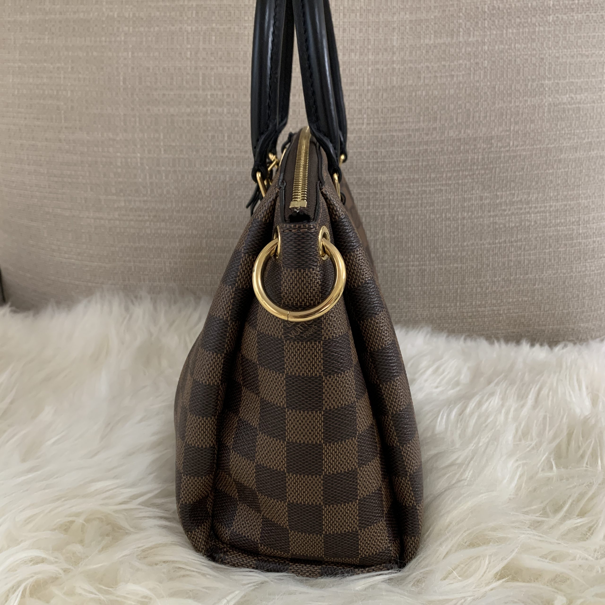 LOUIS VUITTON Damier Ebene Odeon Tote PM Black 927991