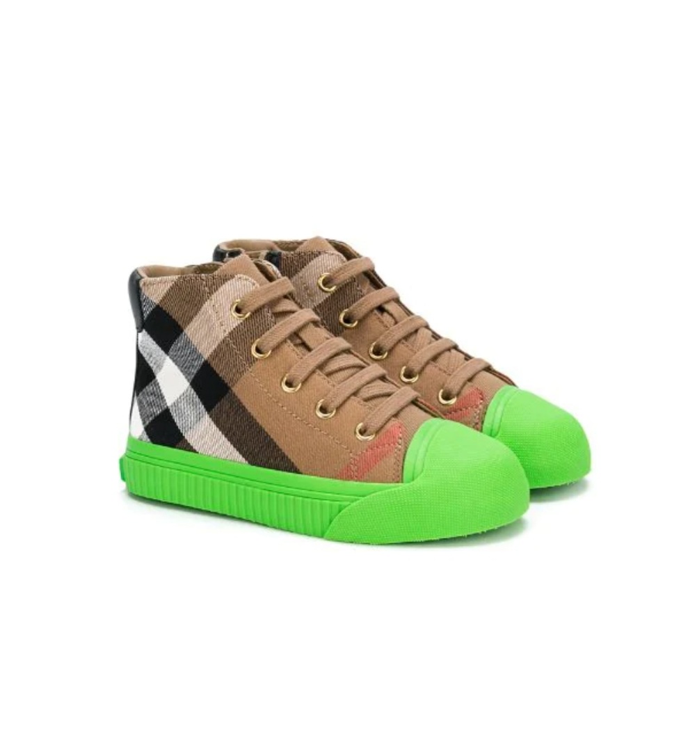 Burberry Kids Checked High Top Trainers - BrandConscious Authentics