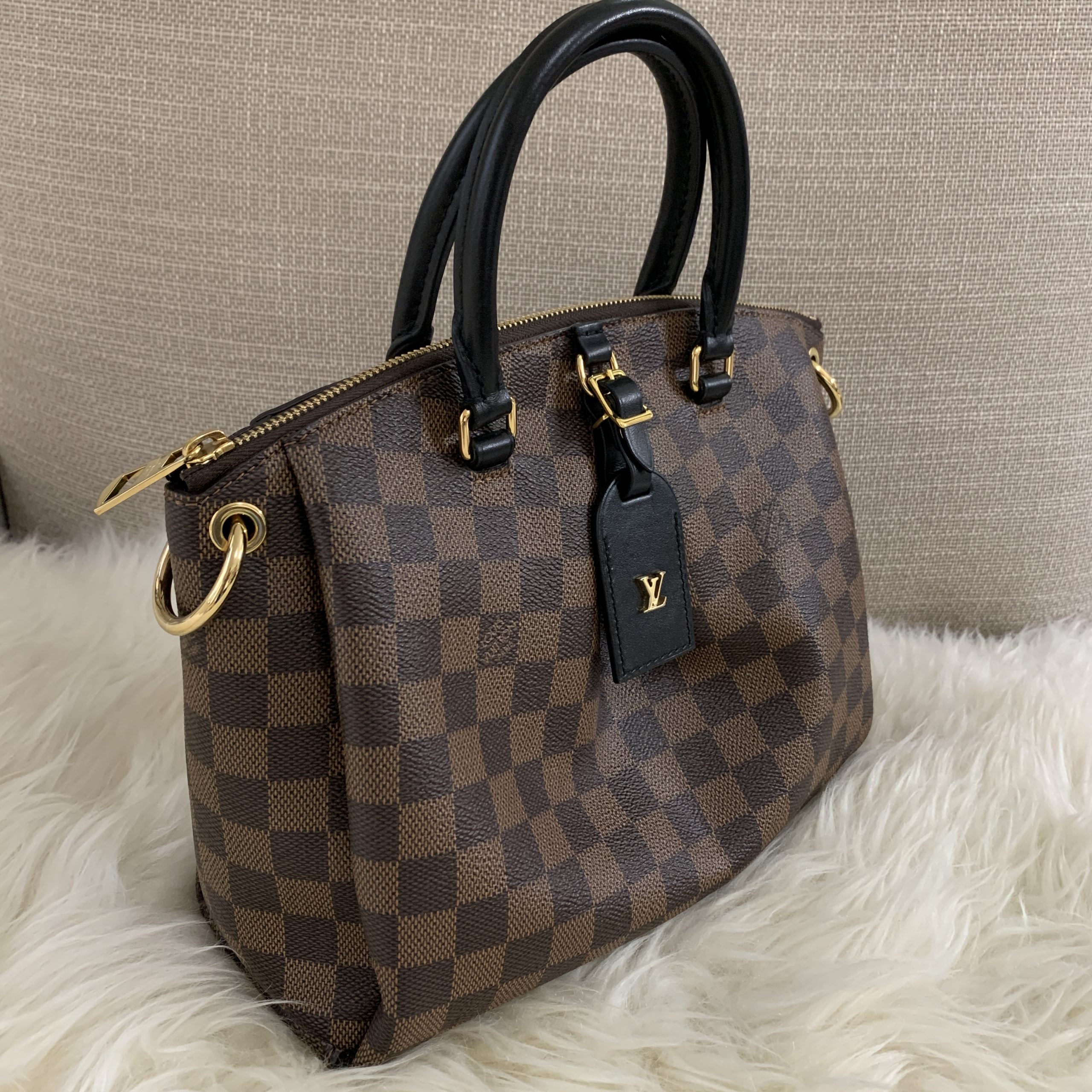 LOUIS VUITTON Damier Ebene Odeon Tote PM Black 927991