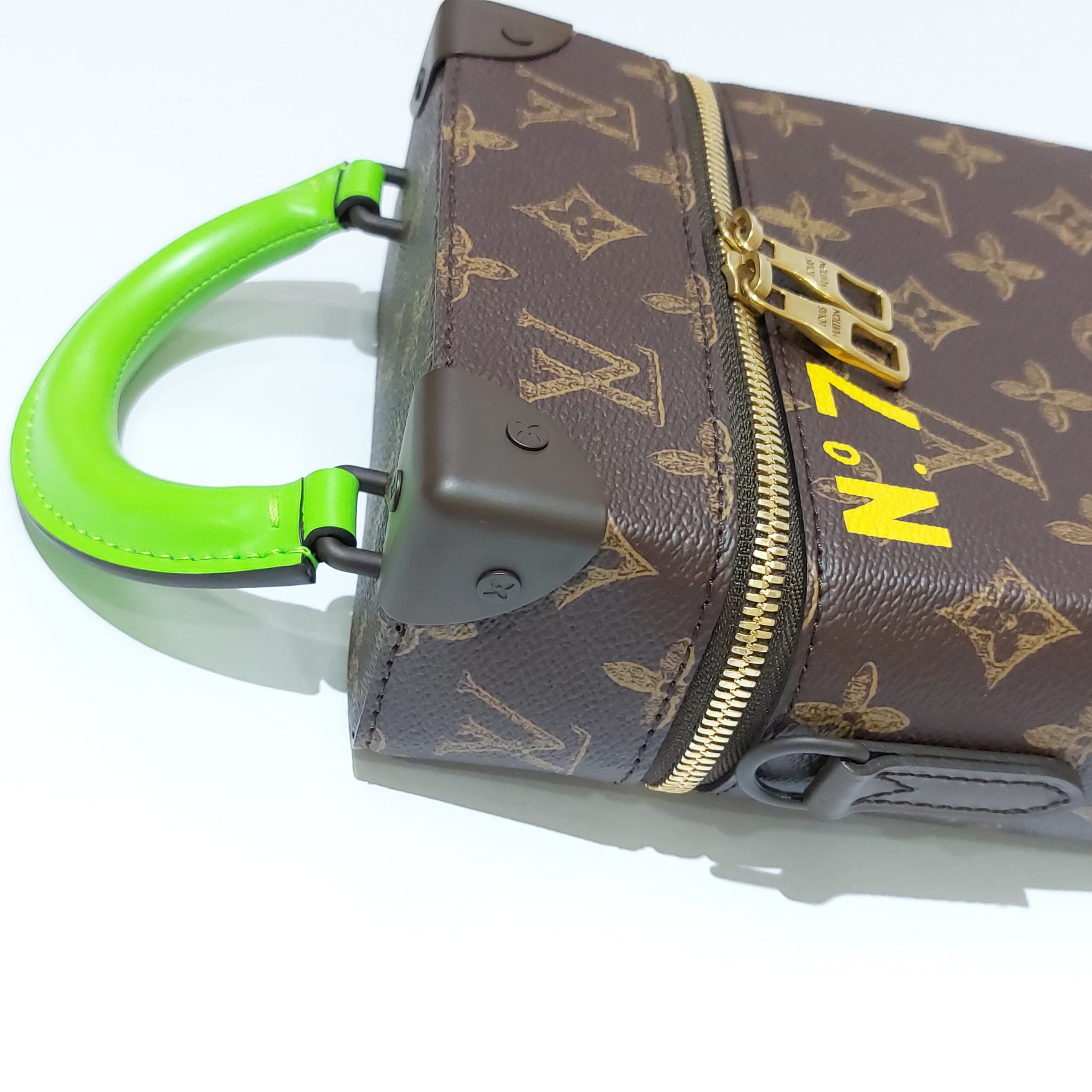 Virgil Abloh Brown and Green Monogram Coated Canvas No. 7 Vertical Box  Trunk Gold Hardware, 2022