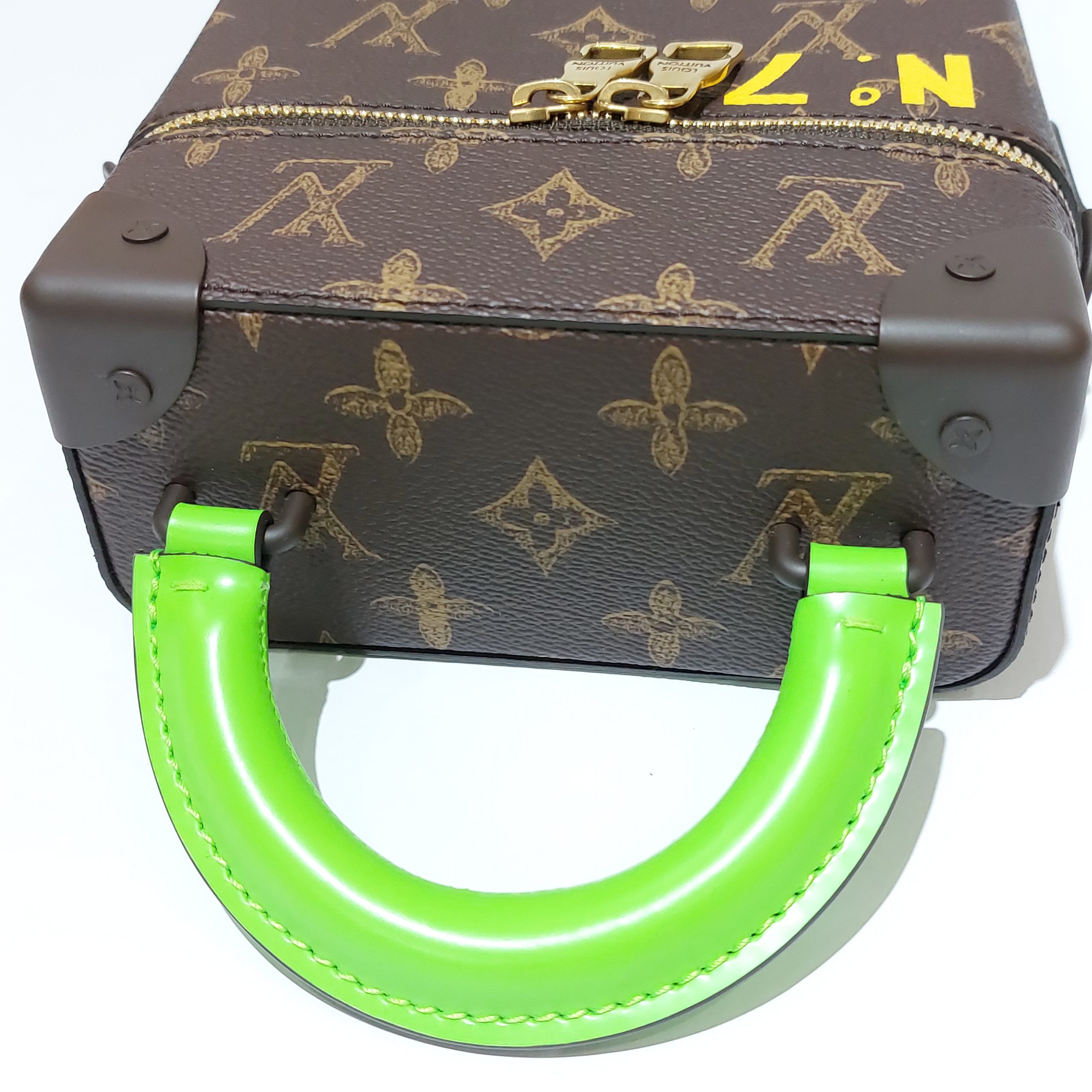 Virgil Abloh Brown and Green Monogram Coated Canvas No. 7 Vertical Box  Trunk Gold Hardware, 2022