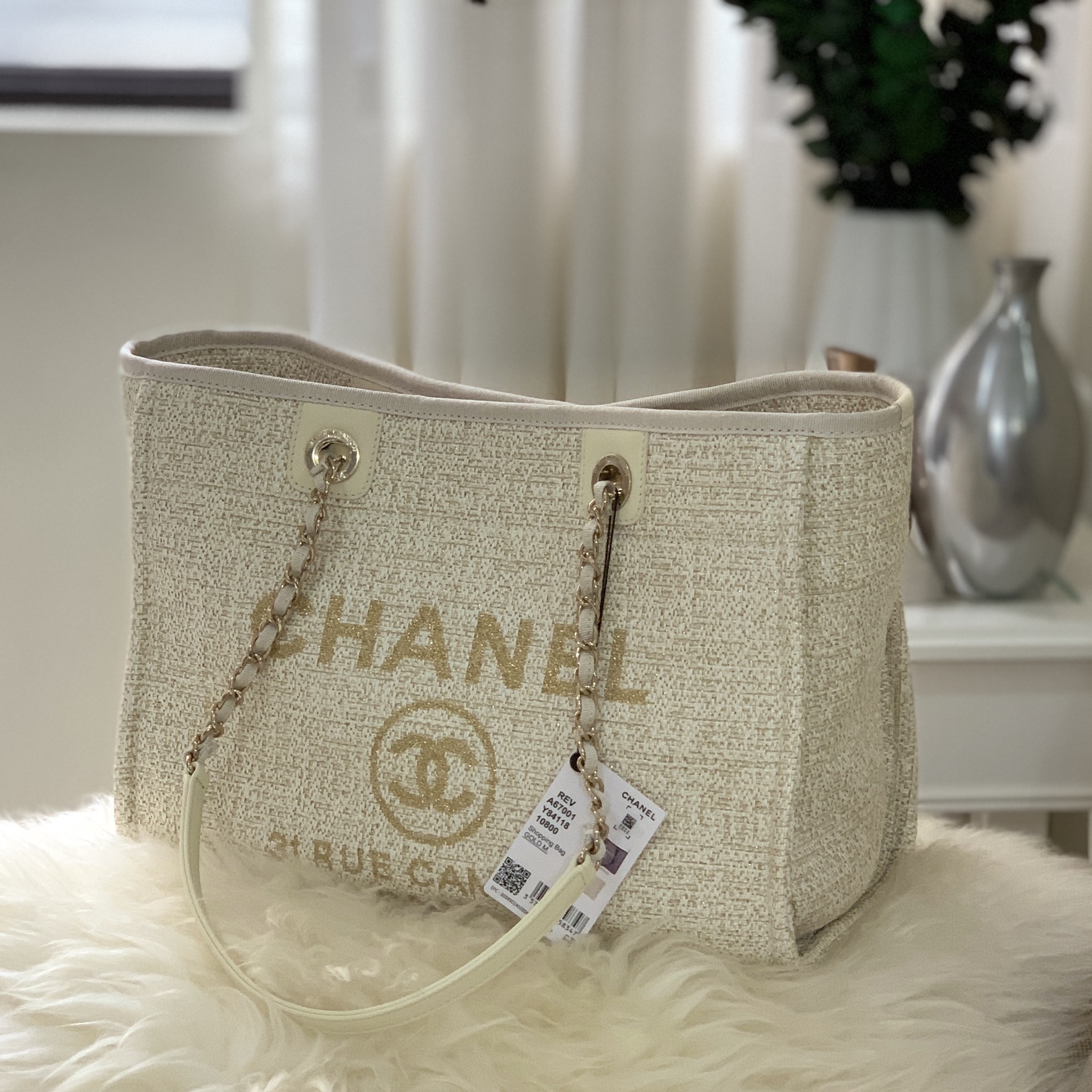 Chanel Deauville Medium Tweed Beige Tote - BrandConscious Authentics