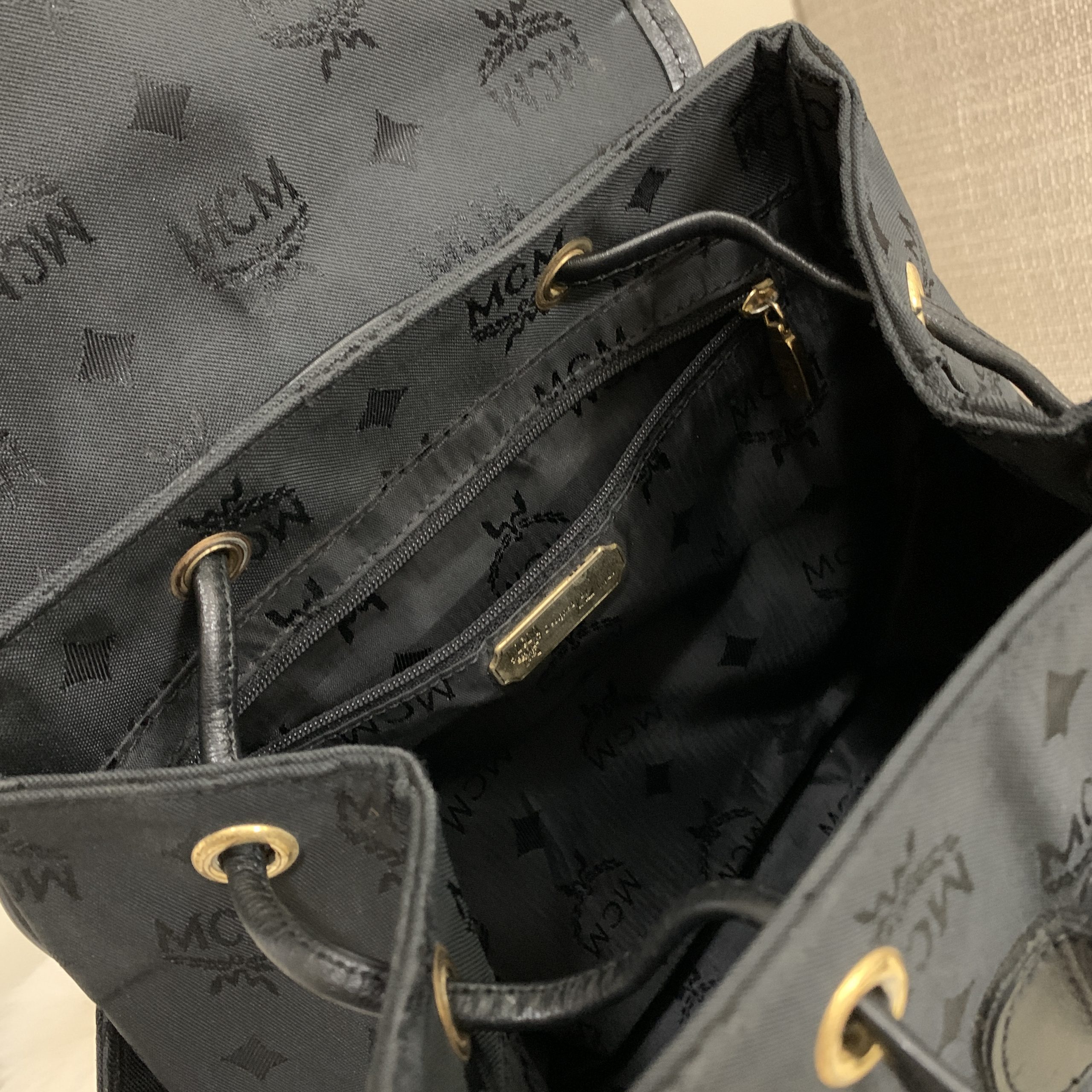MCM Drawstring Backpack Nylon Black - BrandConscious Authentics
