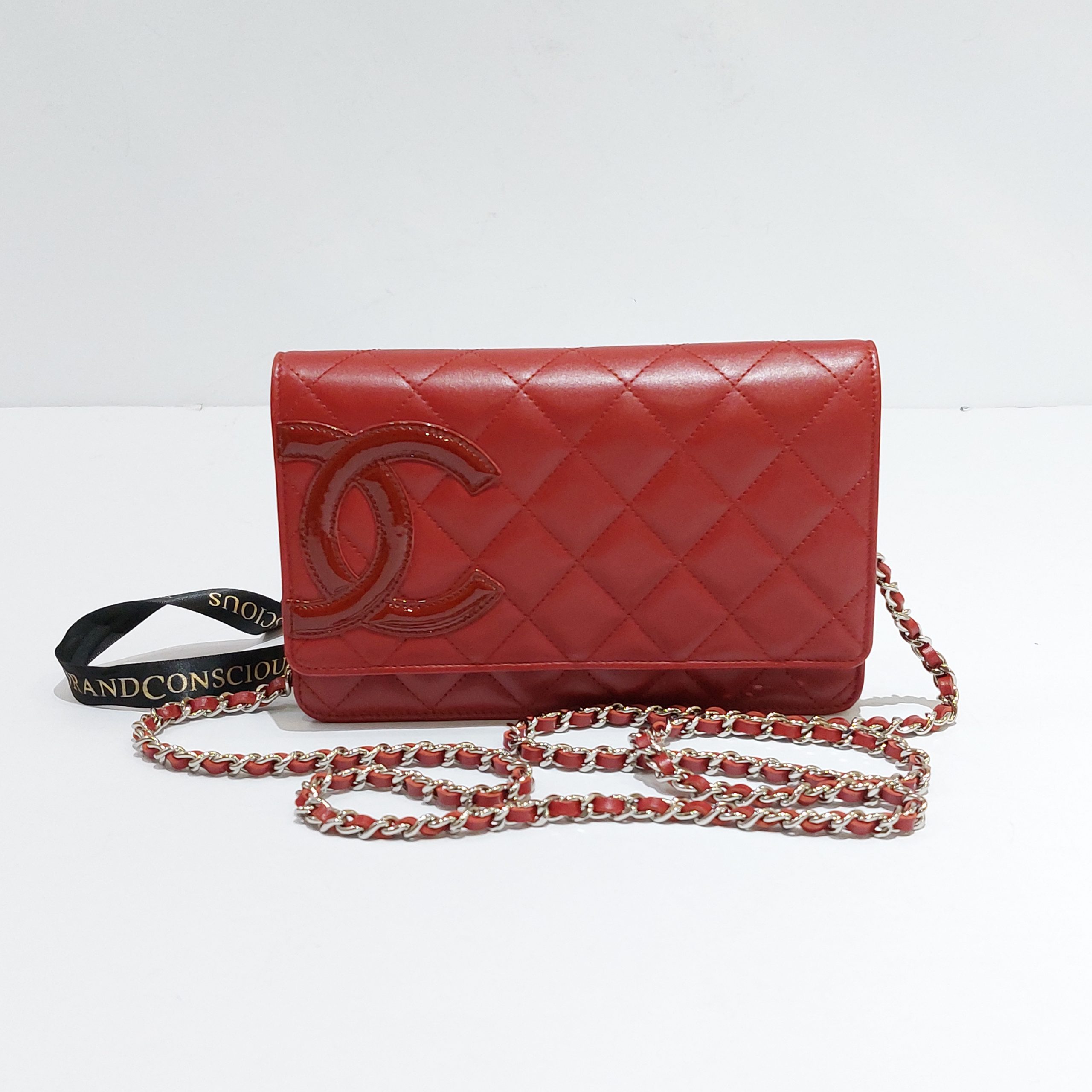 Chanel - Calfskin Quilted Cambon Red / Silver Wallet On Chain - Crossbody -  BrandConscious Authentics