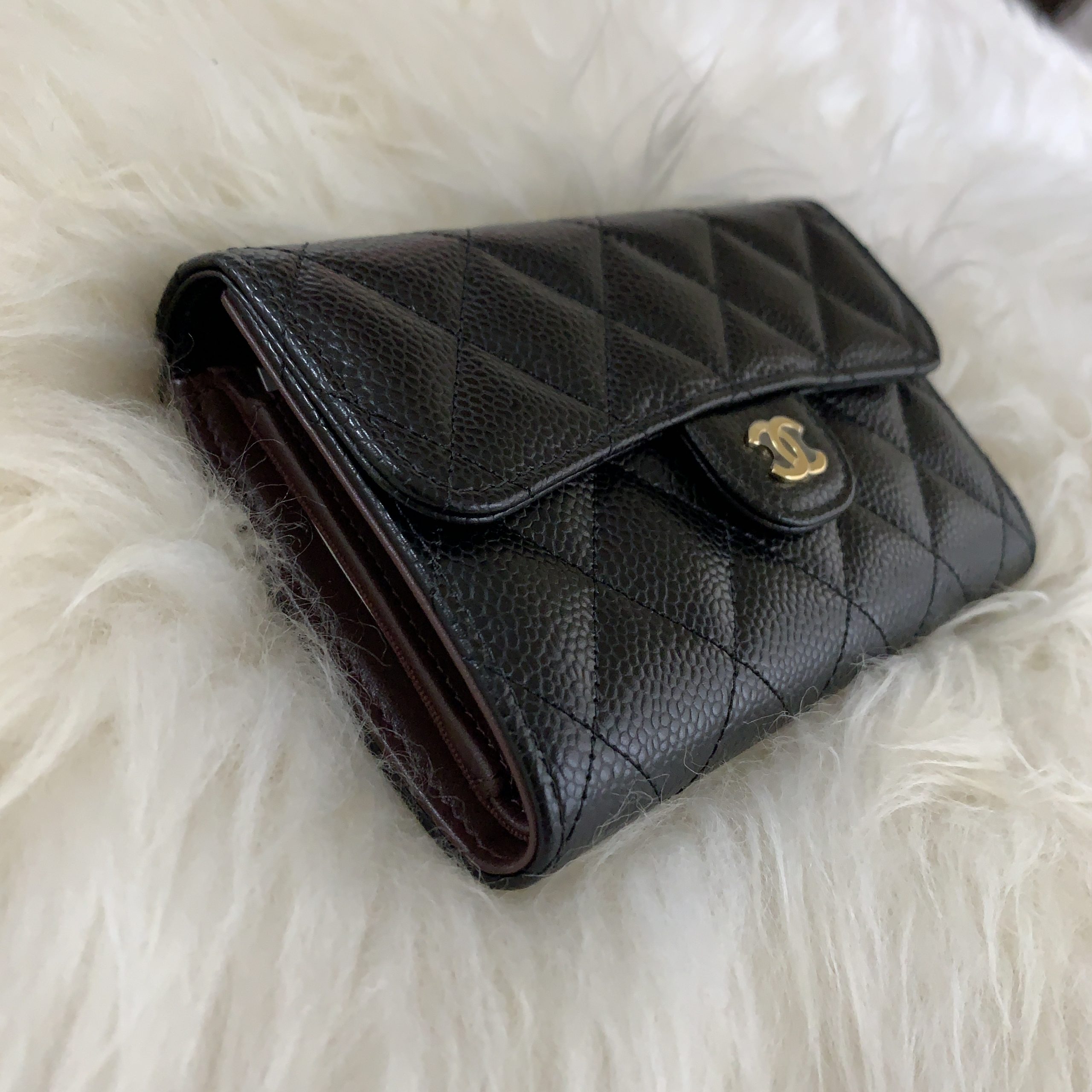 Chanel Classic Flap Wallet Black Caviar Gold Hardware⁣ – Coco