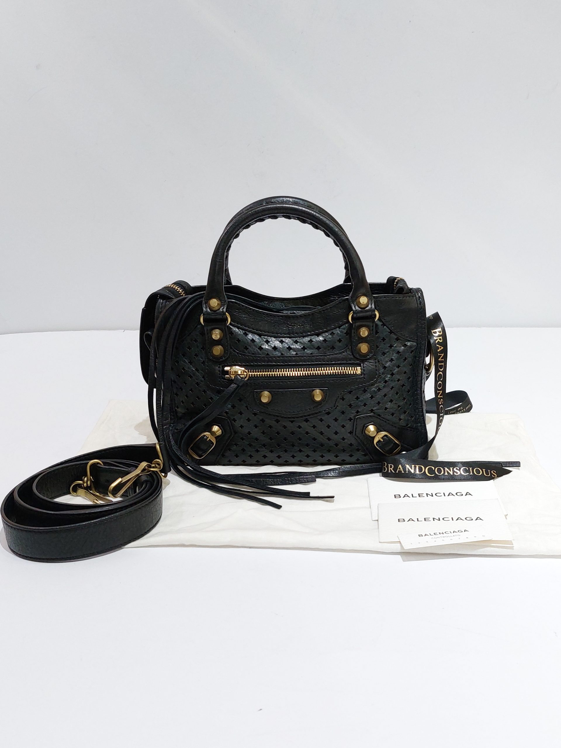 Balenciaga Black Leather Mini City Bag