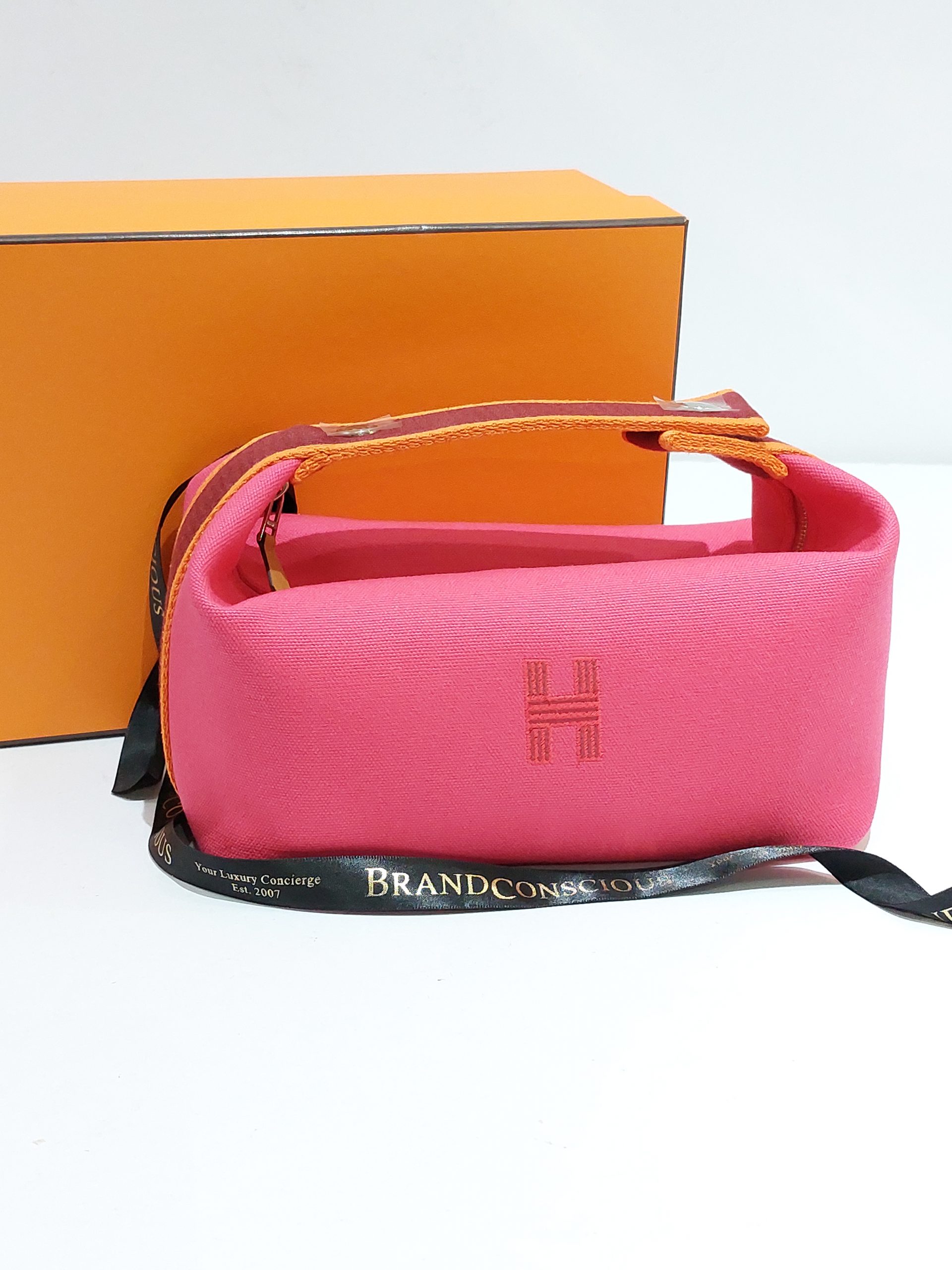 Hermes Bride-A-Brac Case PM Canvas Hibiscus Pink Pouch Small Model