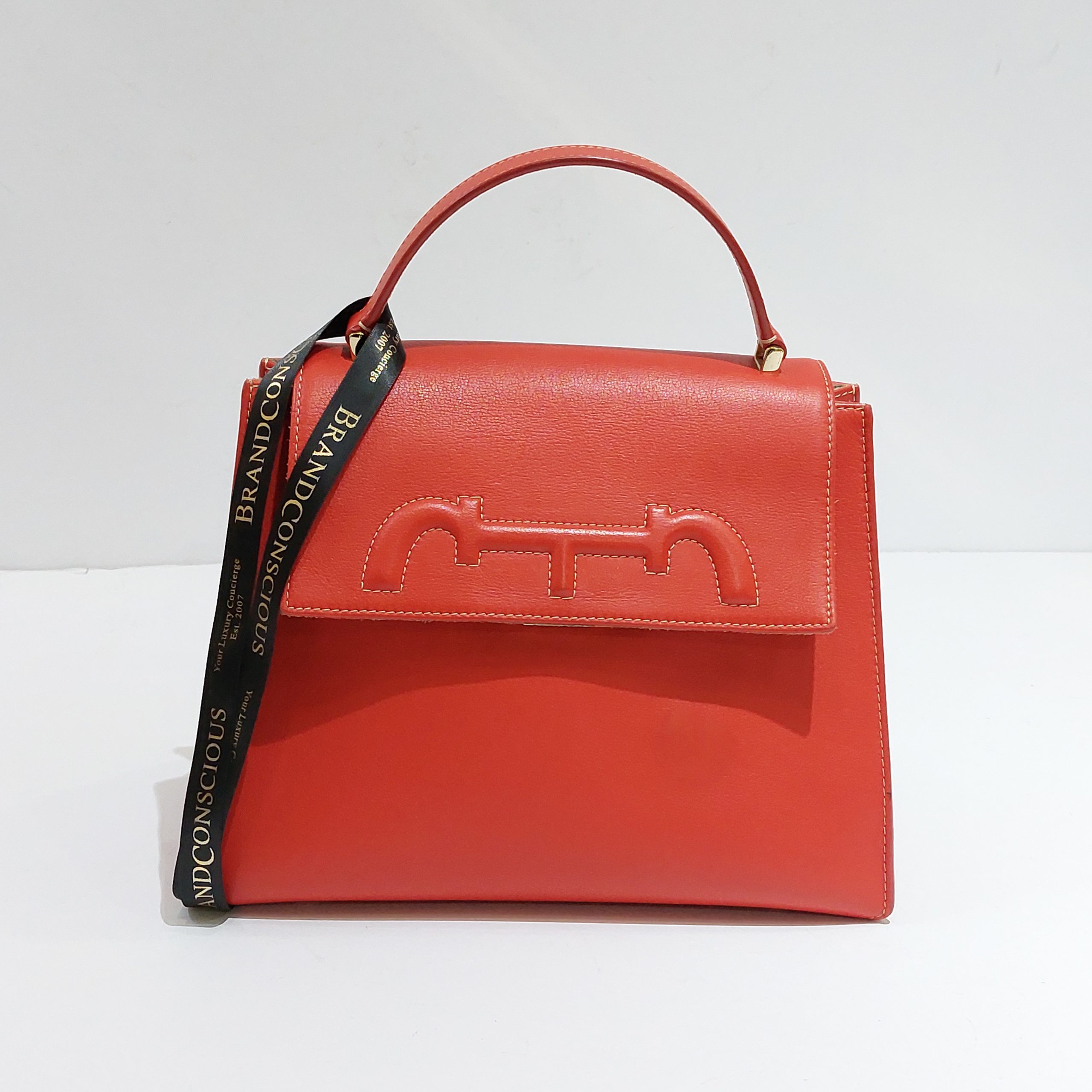 Carolina Herrera, Bags, Carolina Herrera Initials Insignia Medium Shoulder  Bag Red Seagrass