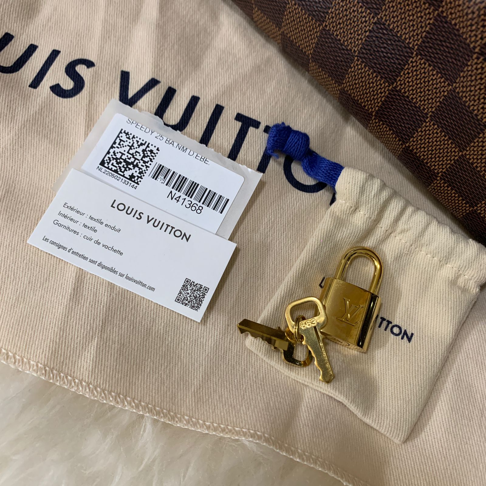 Louis Vuitton, Bags, Louis Vuitton Speedy Bandouliere 25 Sp268 Damier  Ebene Purse Padlock And Keys