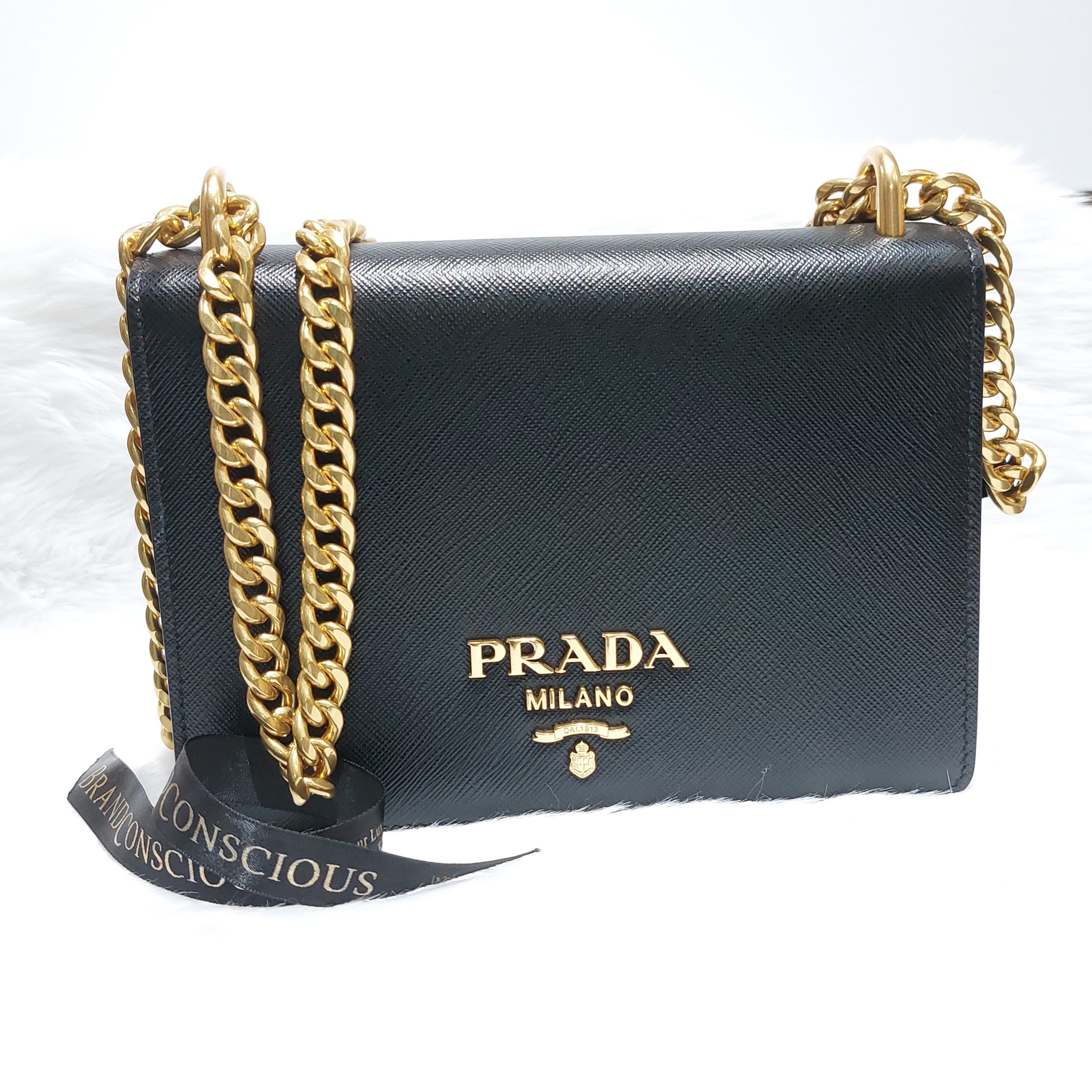 Prada 1BD133 Black Saffiano Cross Body Bag - BrandConscious Authentics
